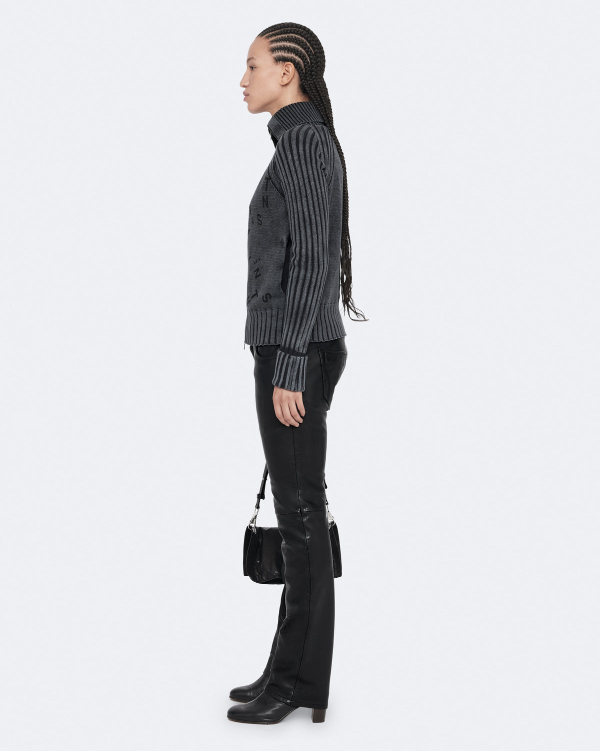 Washed black/Black Color Roller Zip Through Cardigan from AllSaints