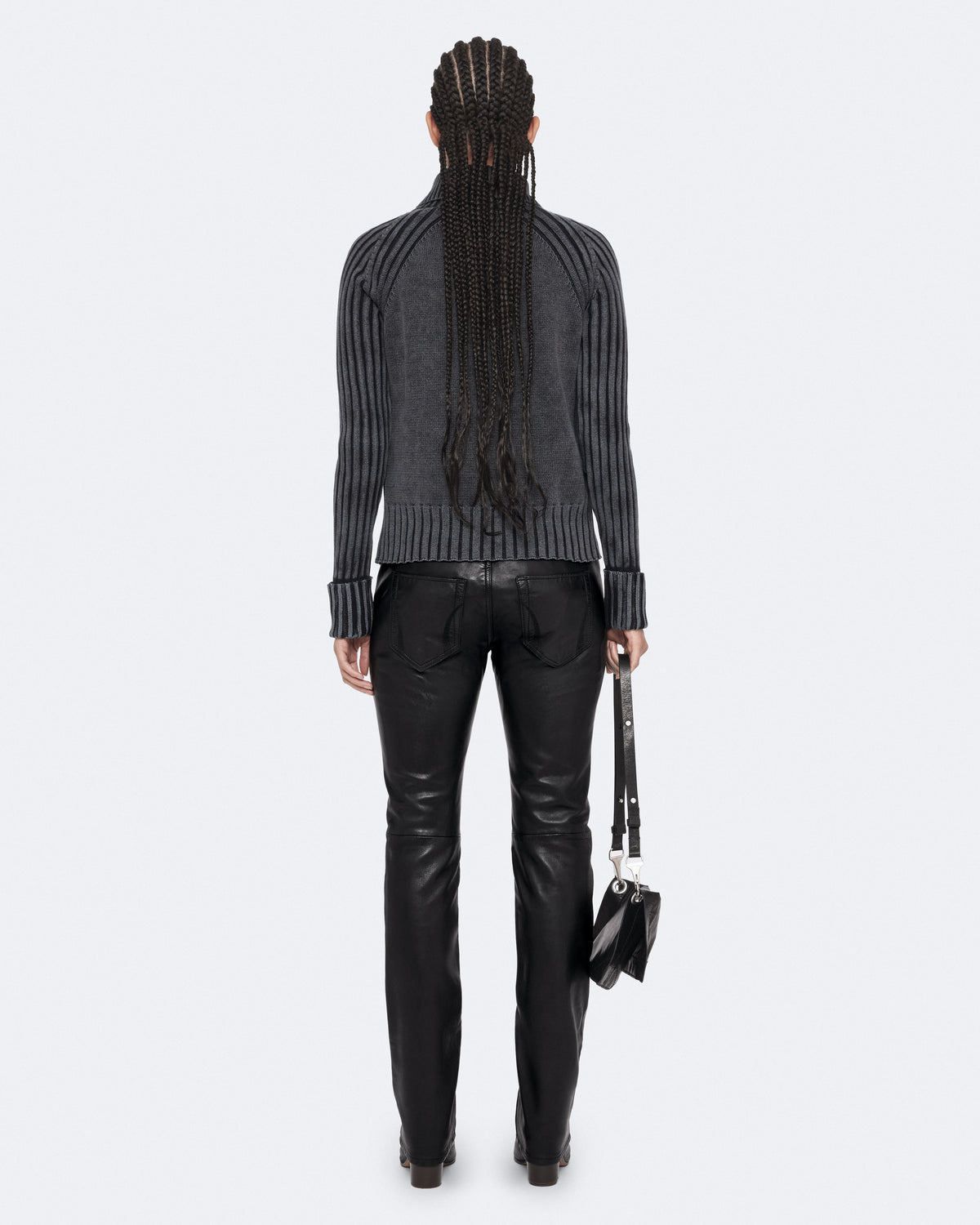 Washed black/Black Color Roller Zip Through Cardigan from AllSaints