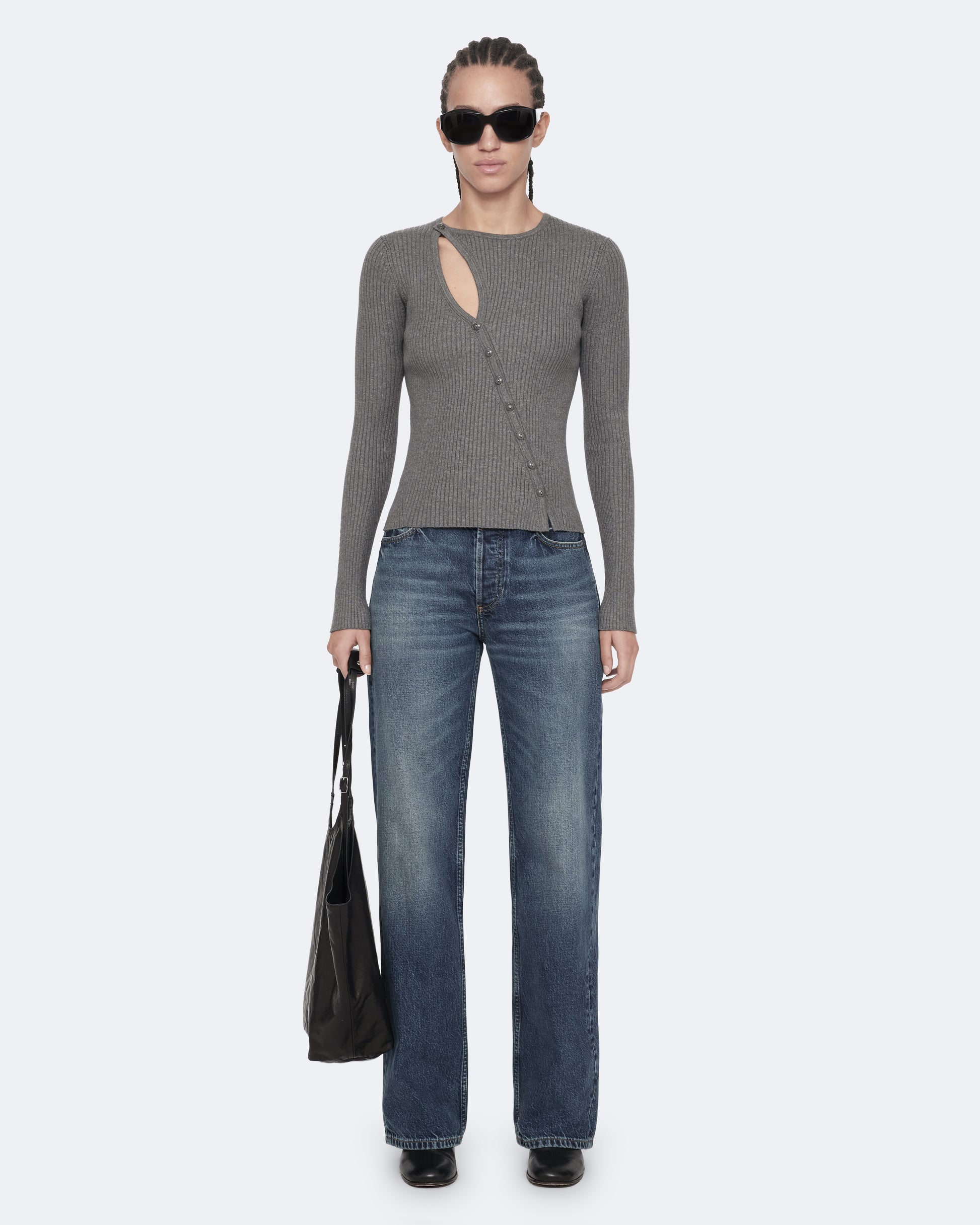 Grey Marl Color Cruz Button Through Cardigan from AllSaints