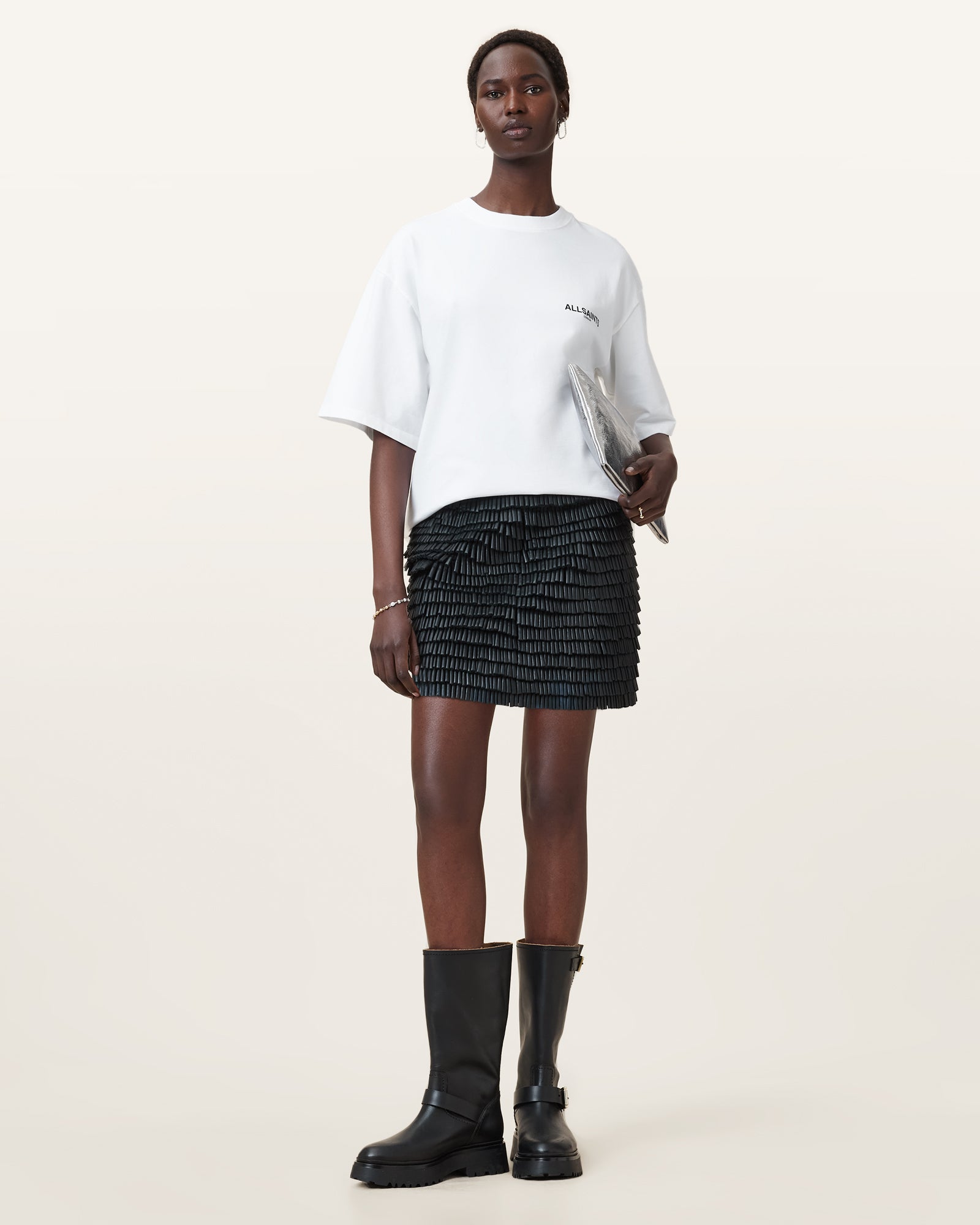 Optic White Color Heaps Amelie Tee from AllSaints