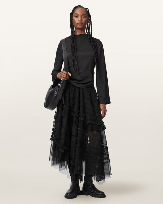 Black Color Jen Textile Skirt from AllSaints