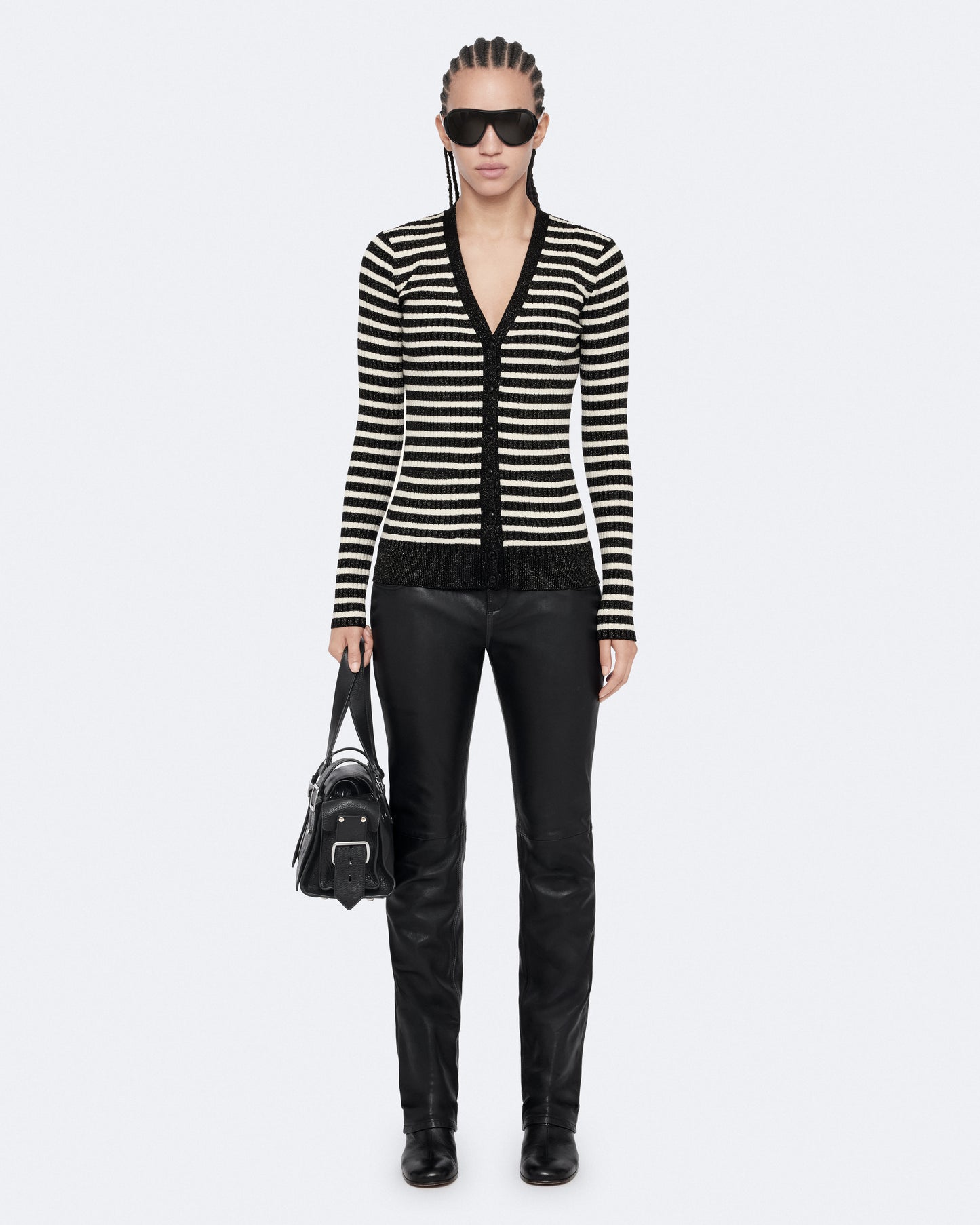 BLACK/CHALK WHITE Color Kay Stripe Cardigan from AllSaints