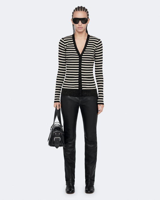 BLACK/CHALK WHITE Color Kay Stripe Cardigan from AllSaints