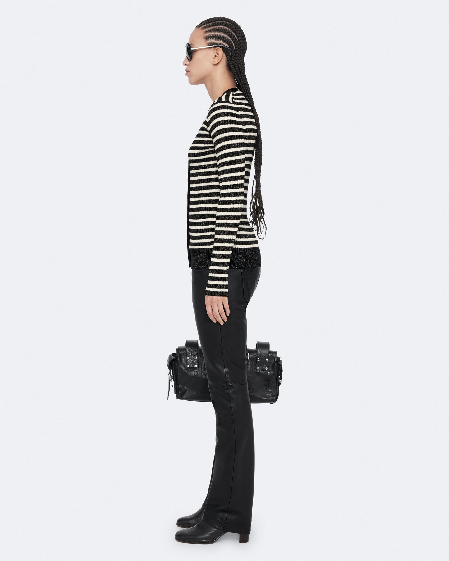 BLACK/CHALK WHITE Color Kay Stripe Cardigan from AllSaints
