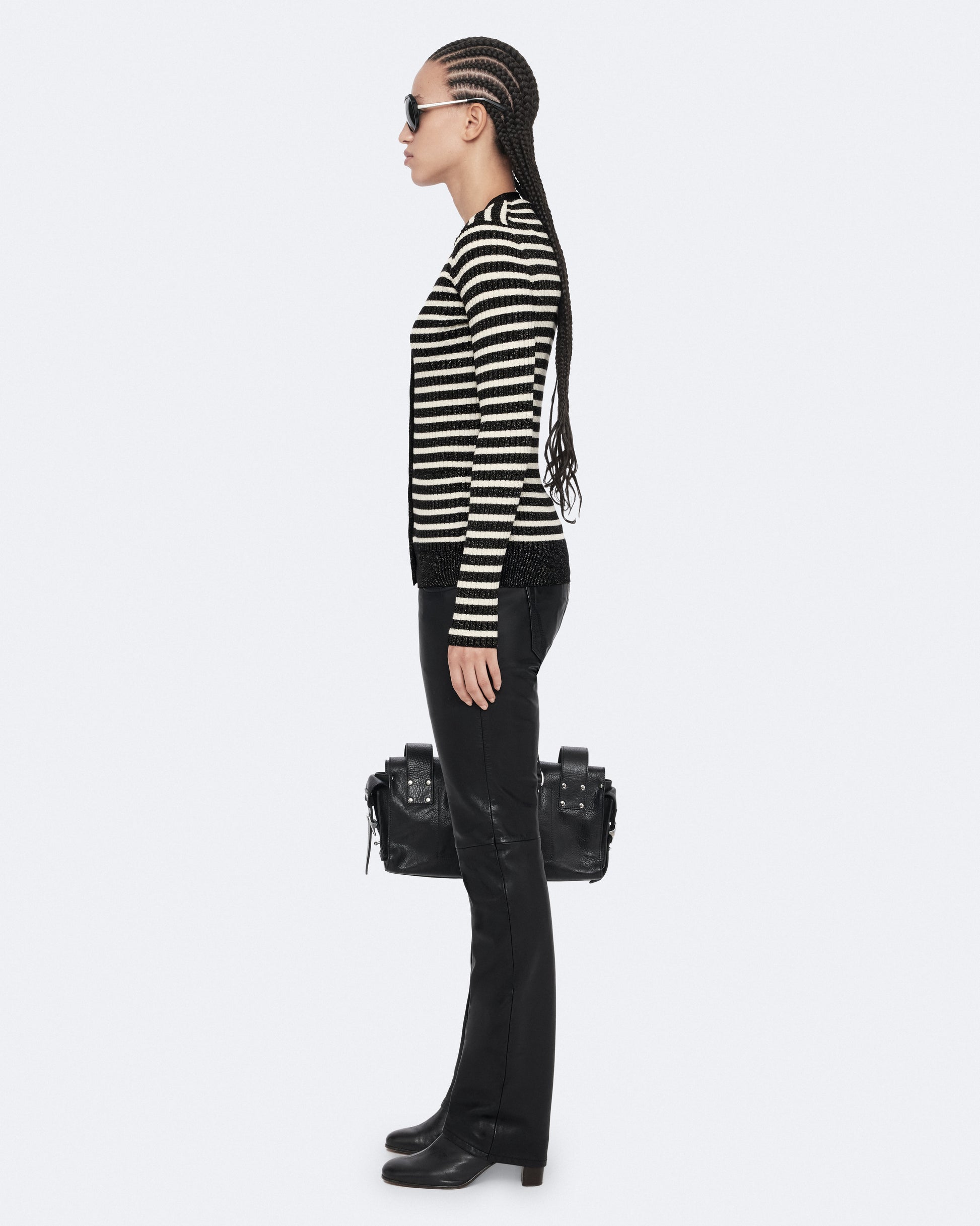 BLACK/CHALK WHITE Color Kay Stripe Cardigan from AllSaints