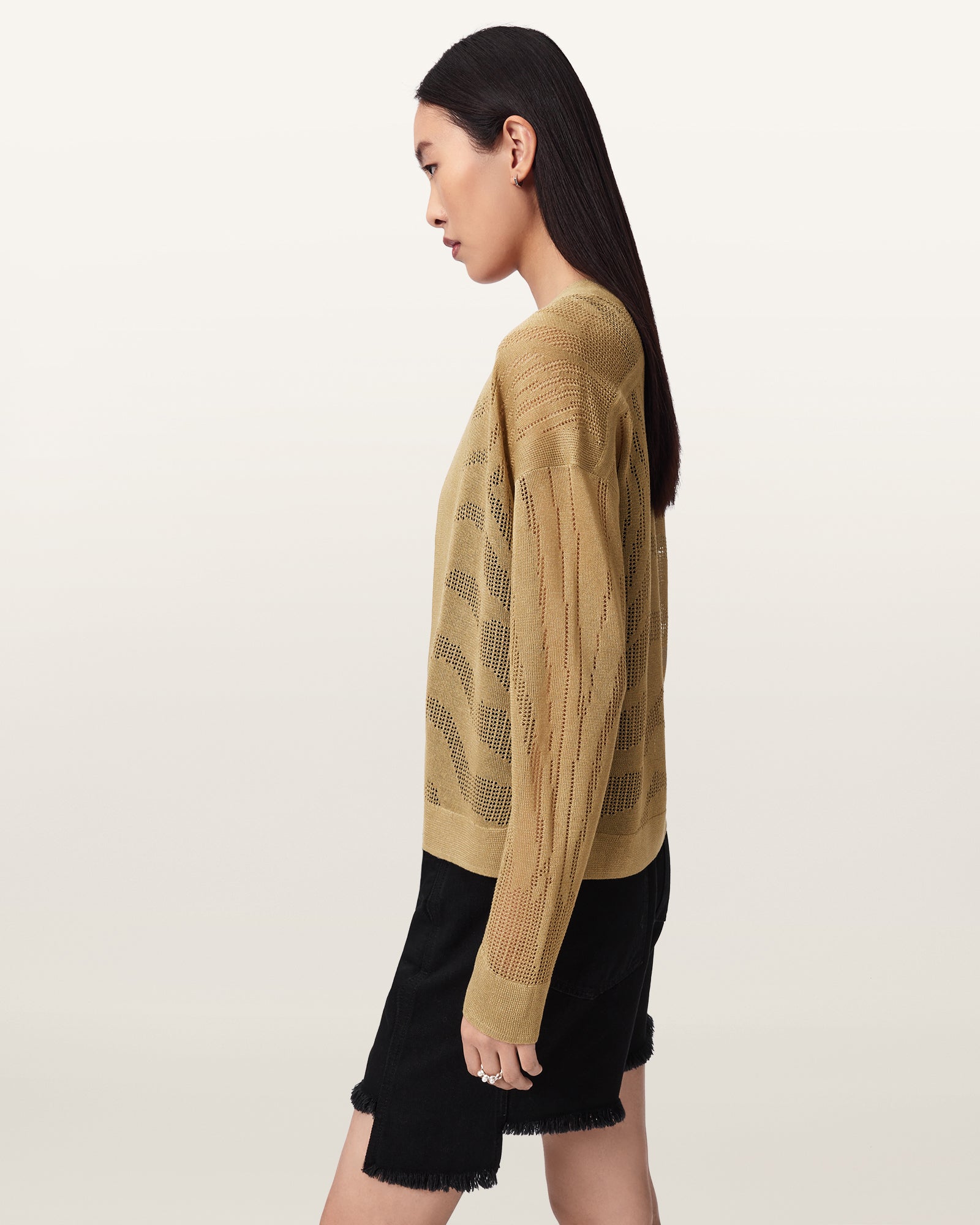 SAND GOLD Color Misha Crop Cardigan from AllSaints