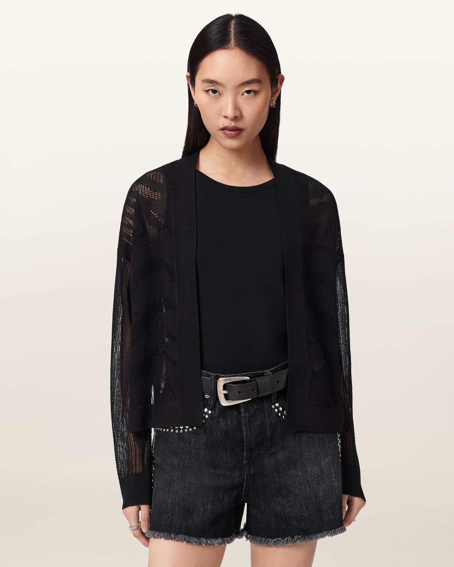 Black Color Misha Crop Cardigan from AllSaints