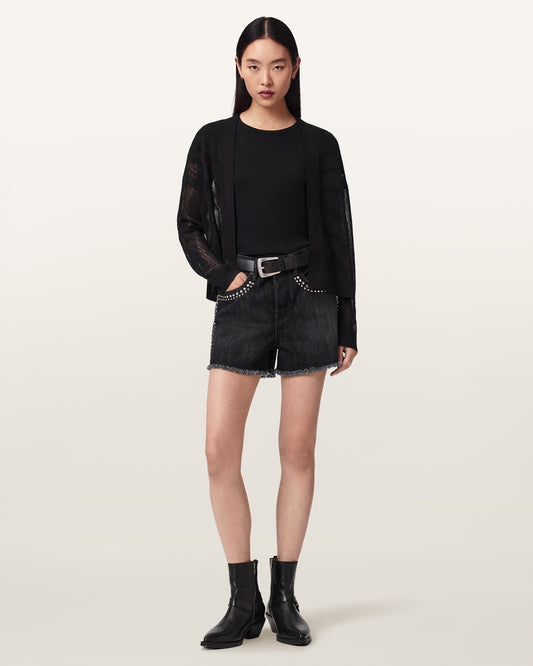 Black Color Misha Crop Cardigan from AllSaints