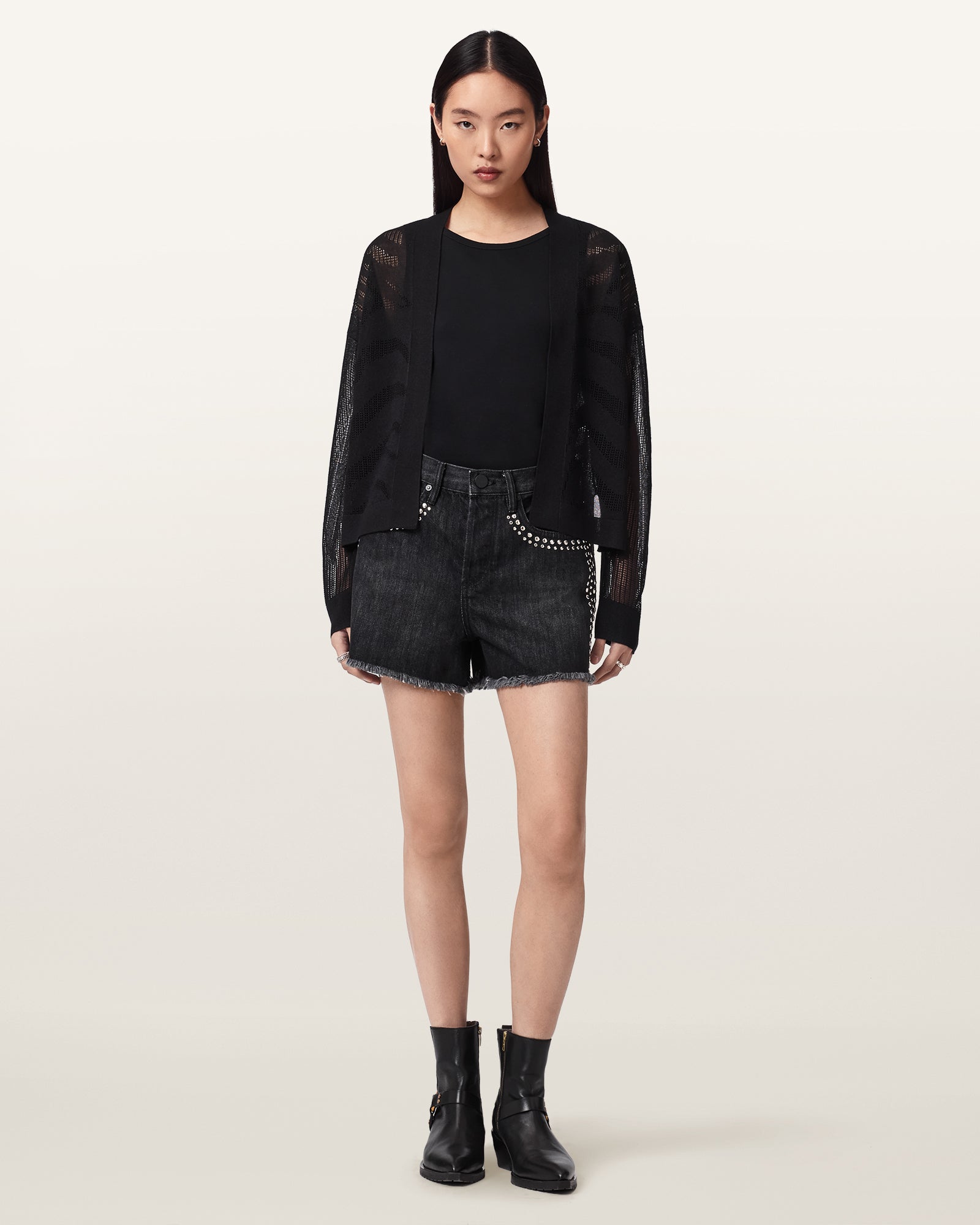 Black Color Misha Crop Cardigan from AllSaints