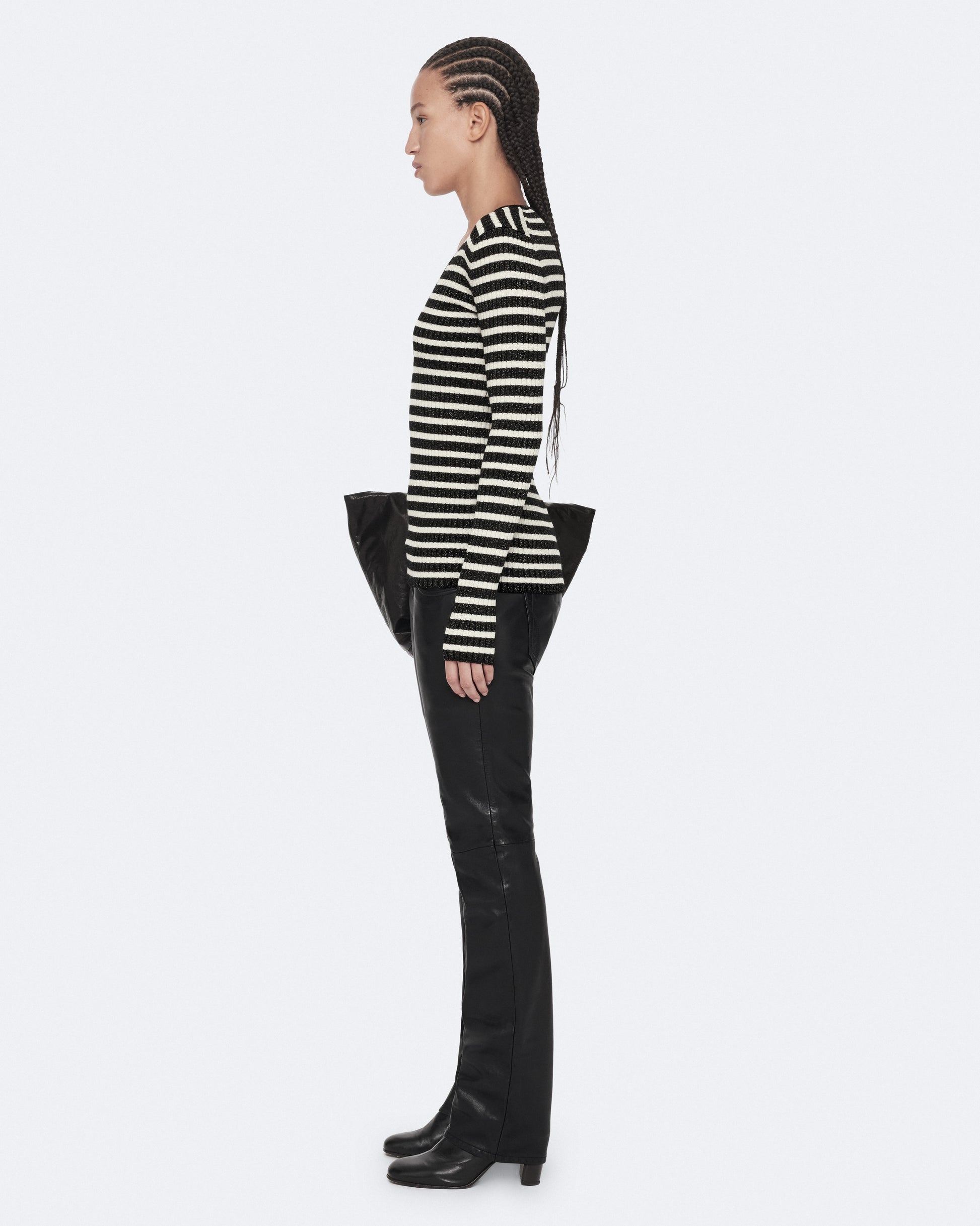 BLACK/CHALK WHITE Color Kay Stripe V Neck Jumper from AllSaints