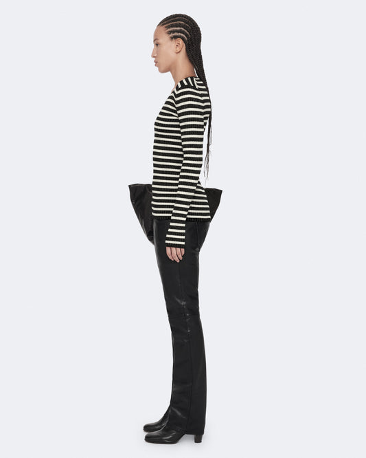 BLACK/CHALK WHITE Color Kay Stripe V Neck Jumper from AllSaints