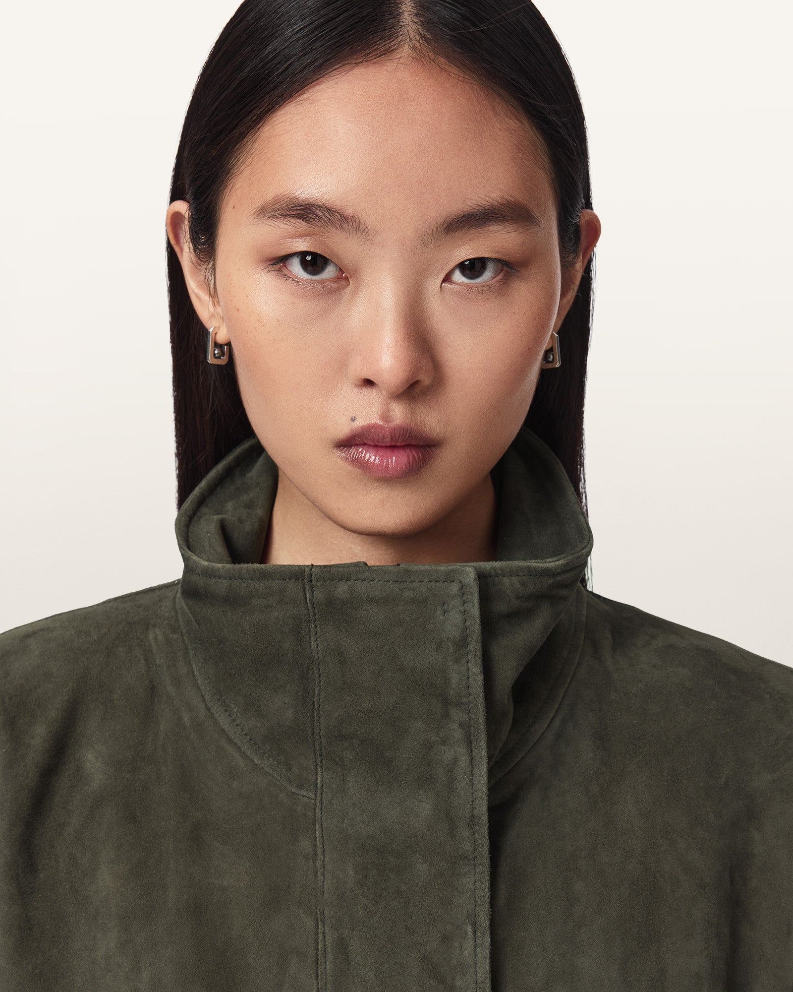 Khaki Green Color Ryder Suede Jacket from AllSaints