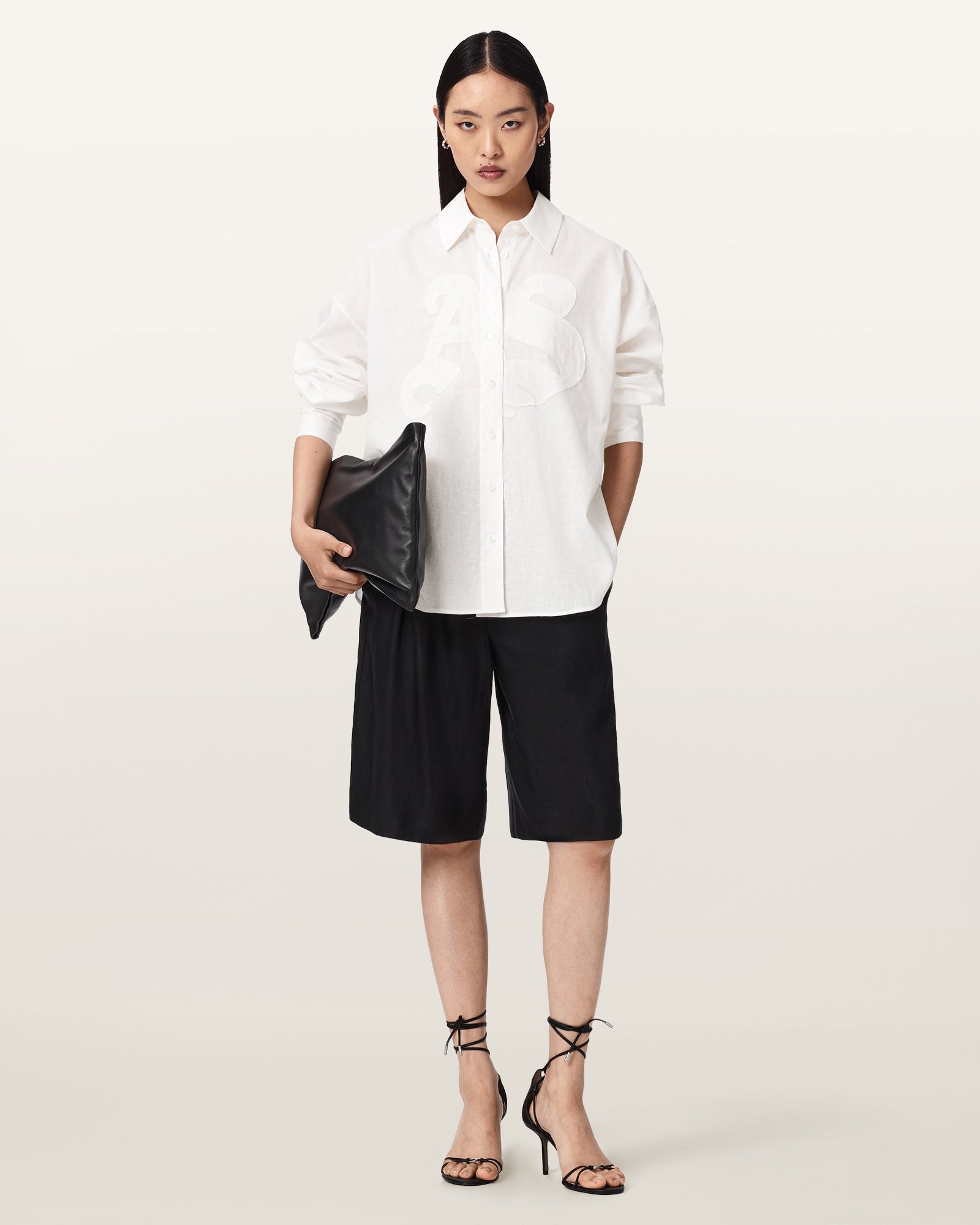 Optic White Color Sparrow Emb Shirt from AllSaints