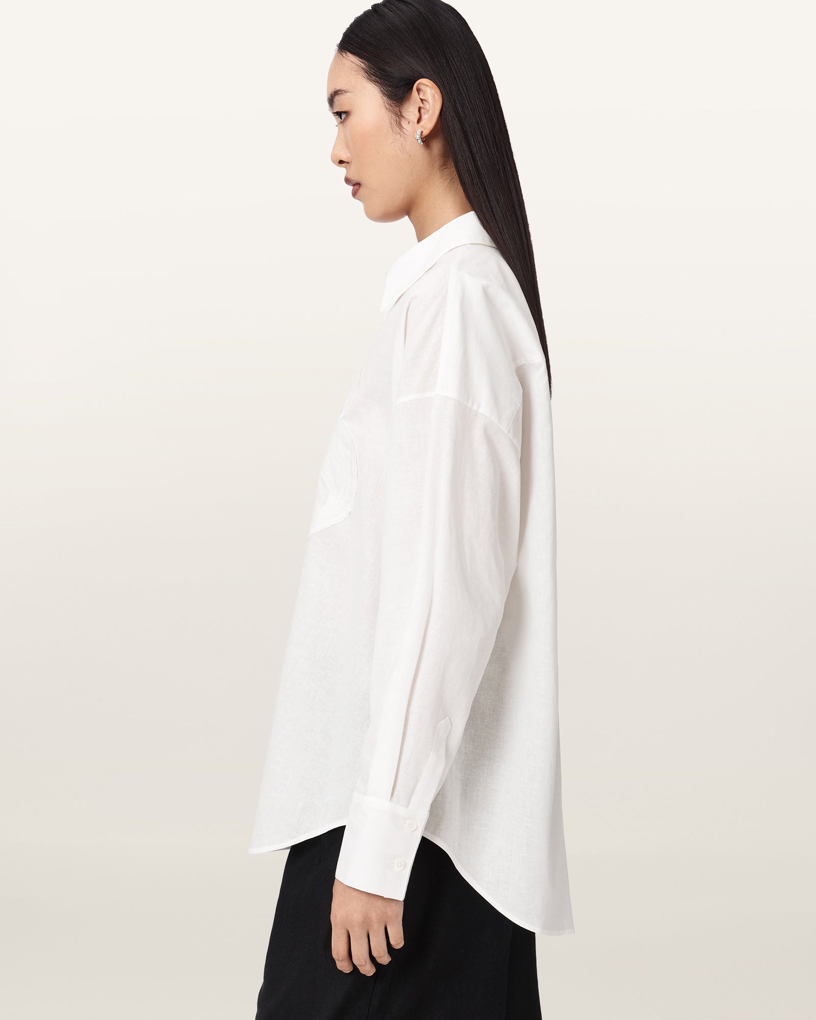 Optic White Color Sparrow Emb Shirt from AllSaints