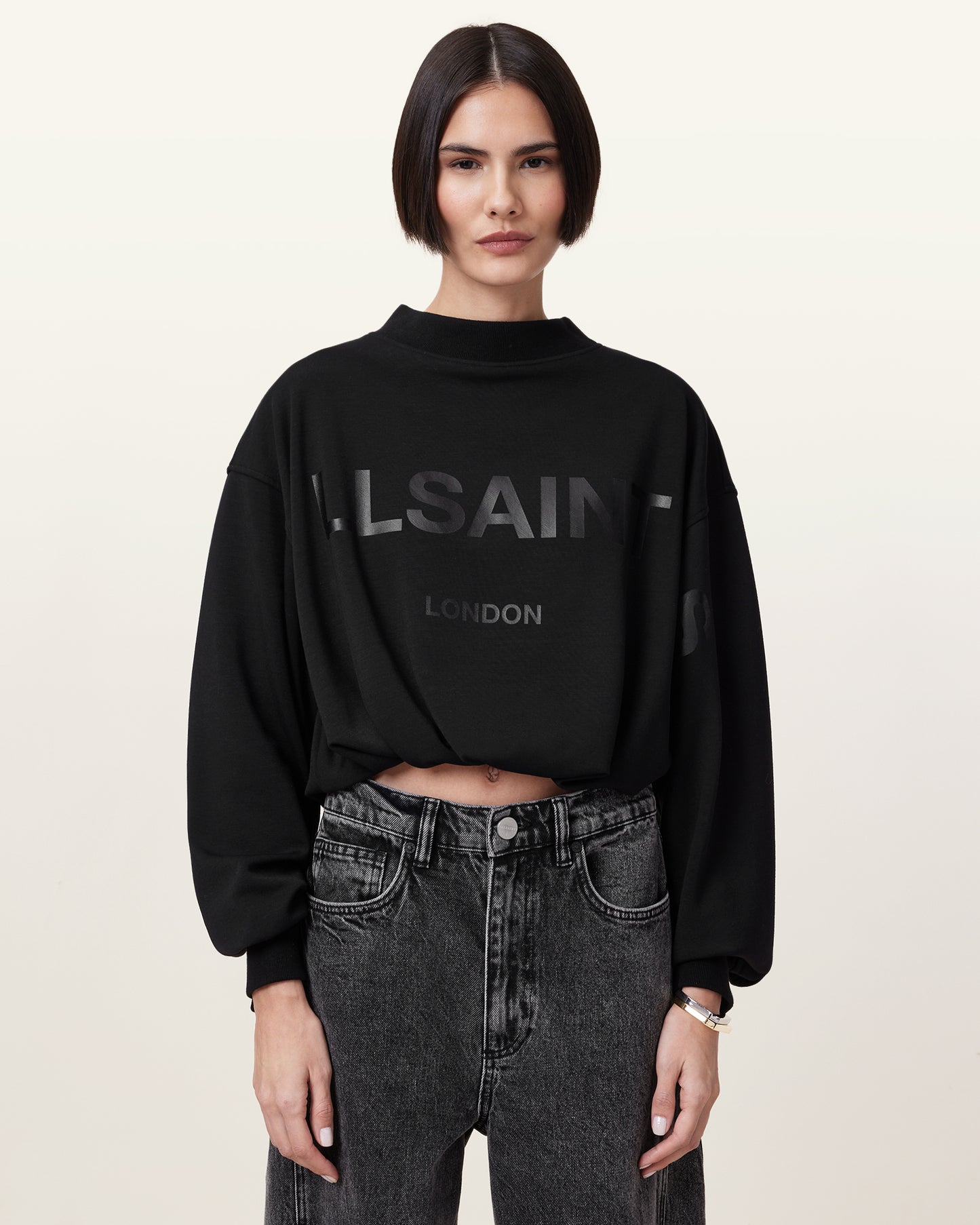 Black Color Biggy Aster Sweat from AllSaints