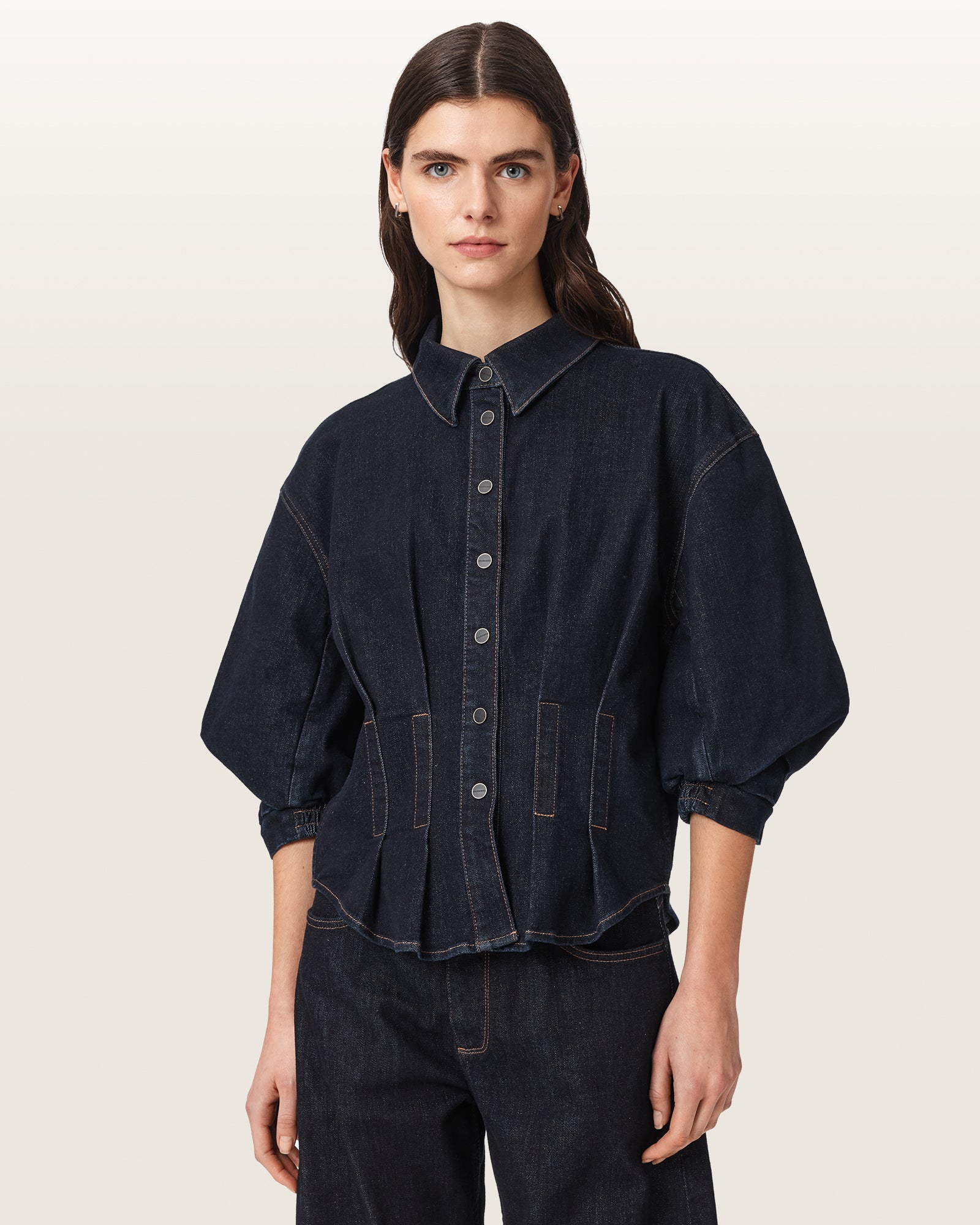 RINSE WASH INDIGO Color Nancy Denim Shirt from AllSaints
