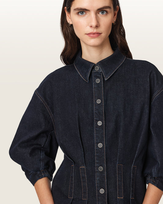 RINSE WASH INDIGO Color Nancy Denim Shirt from AllSaints
