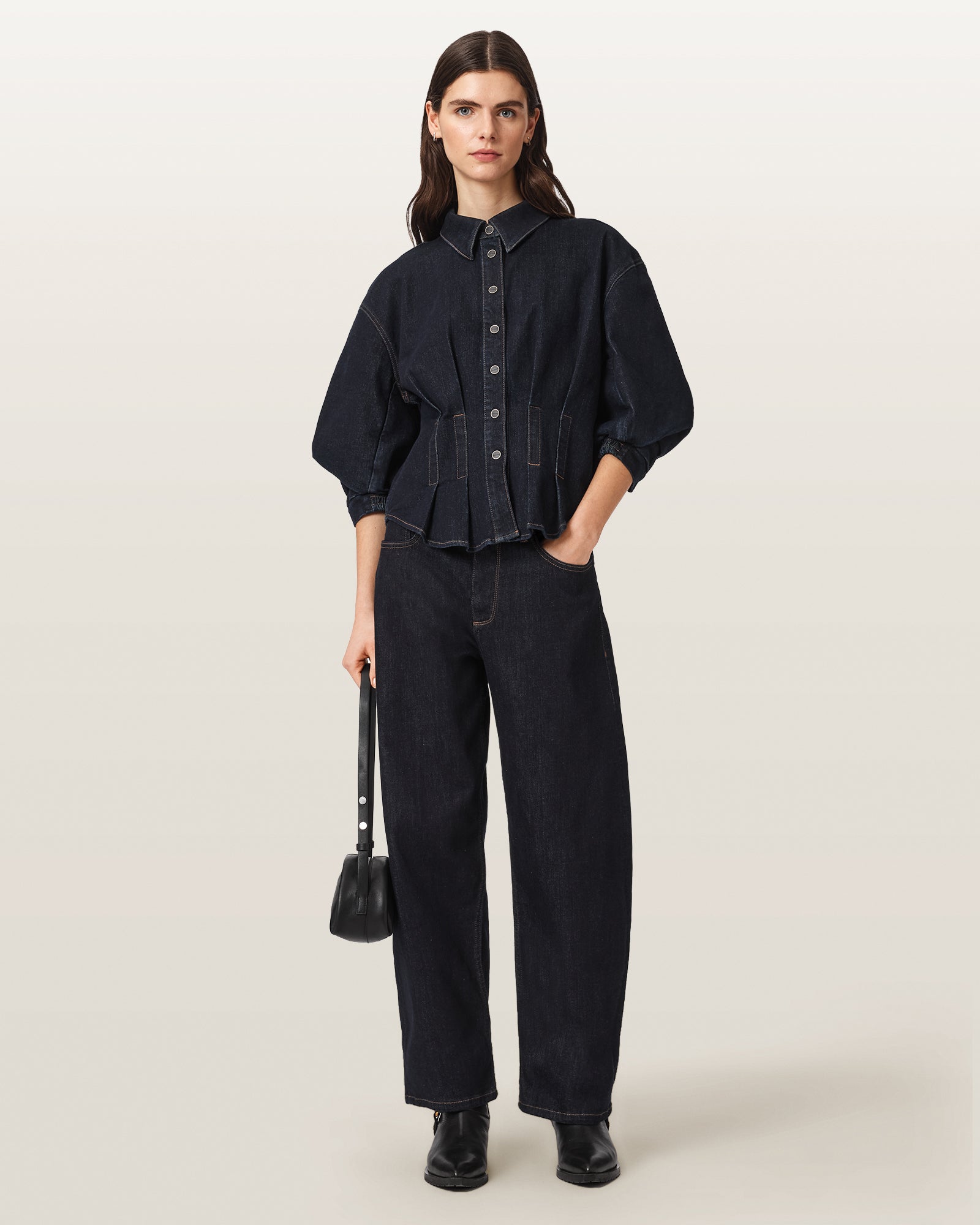 RINSE WASH INDIGO Color Nancy Denim Shirt from AllSaints