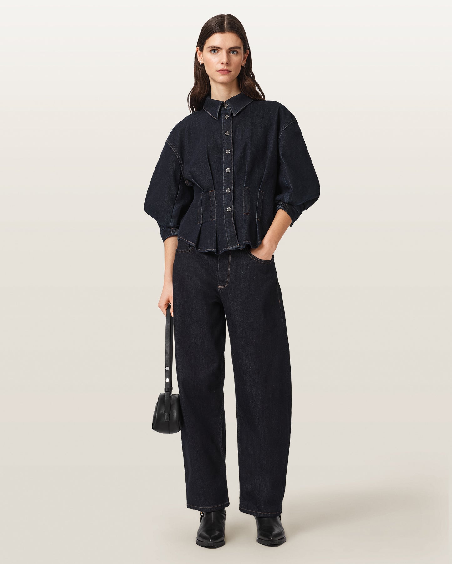 RINSE WASH INDIGO Color Nancy Denim Shirt from AllSaints