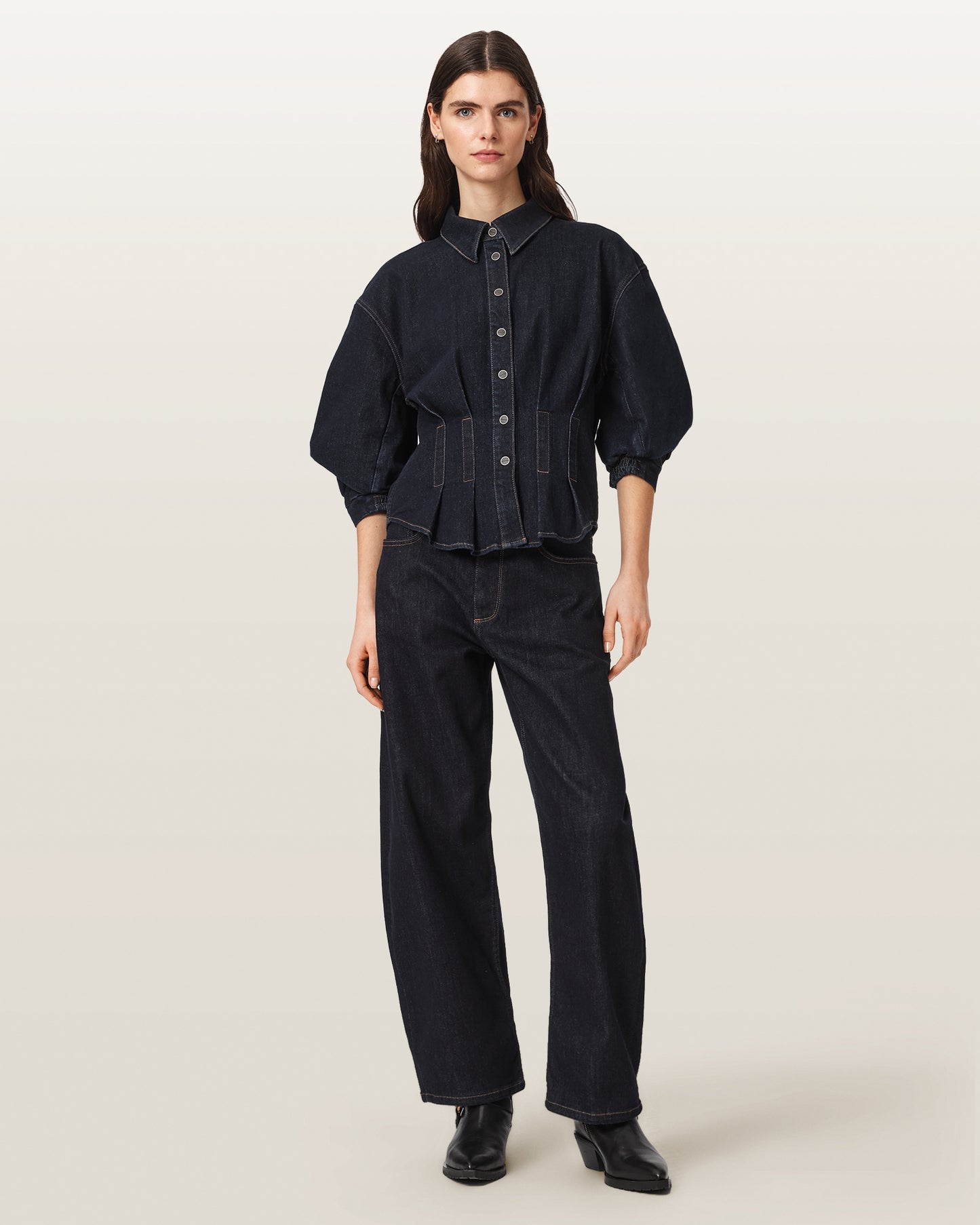RINSE WASH INDIGO Color Nancy Denim Shirt from AllSaints