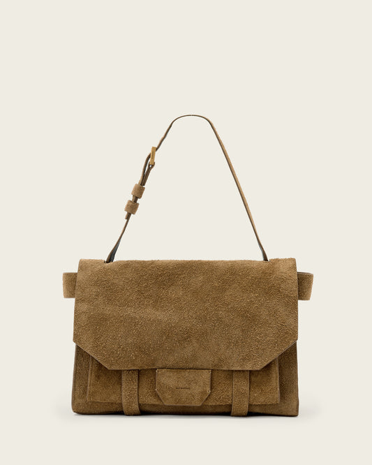 Biscuit Brown Color Ursa Suede Satchel from AllSaints