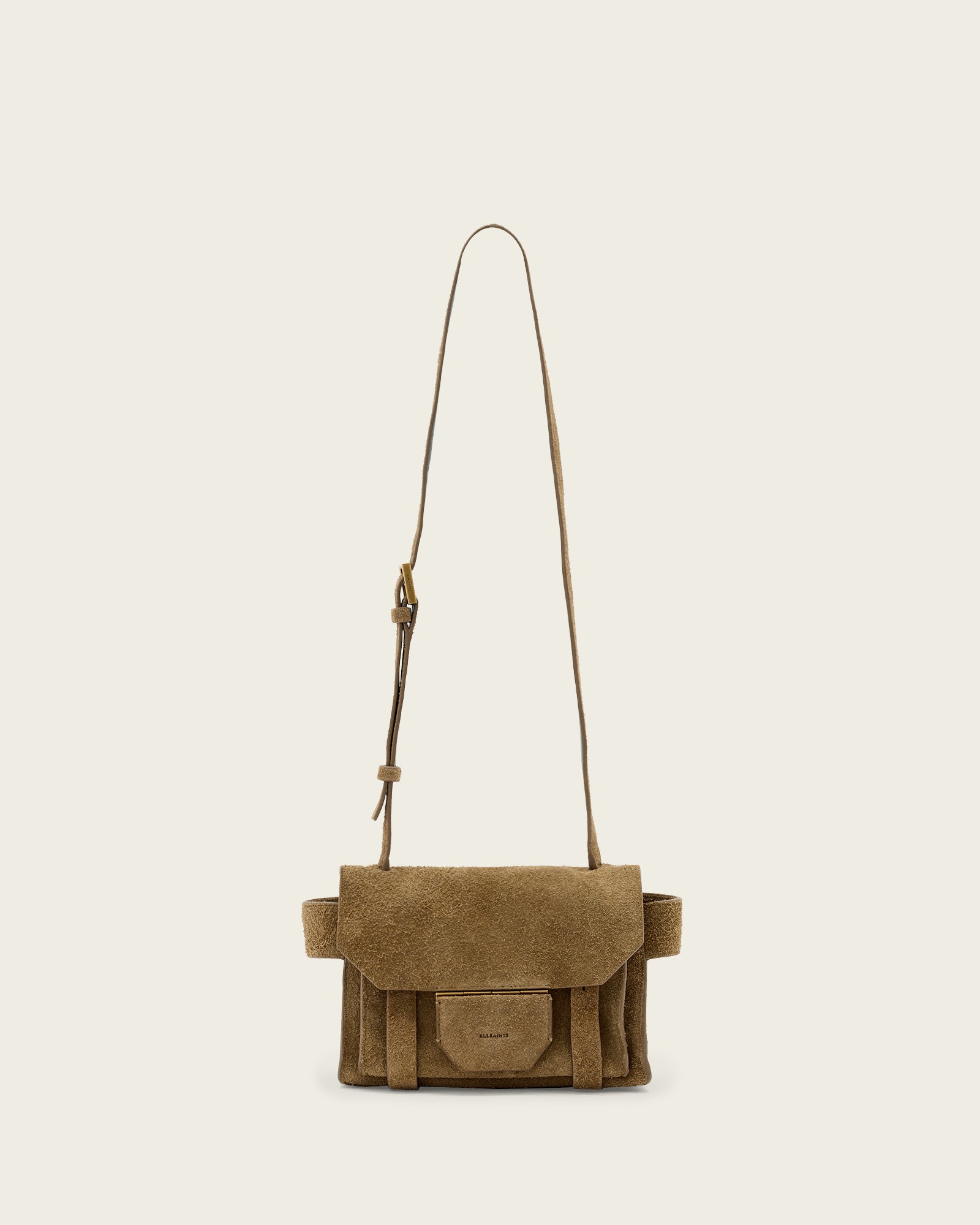 Biscuit Brown Color Ursa Mini Suede Crossbody Bag from AllSaints