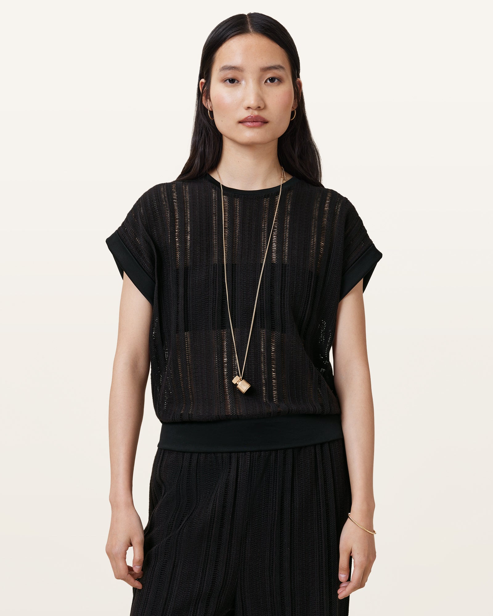 Black Color Giana Crochet Tank from AllSaints