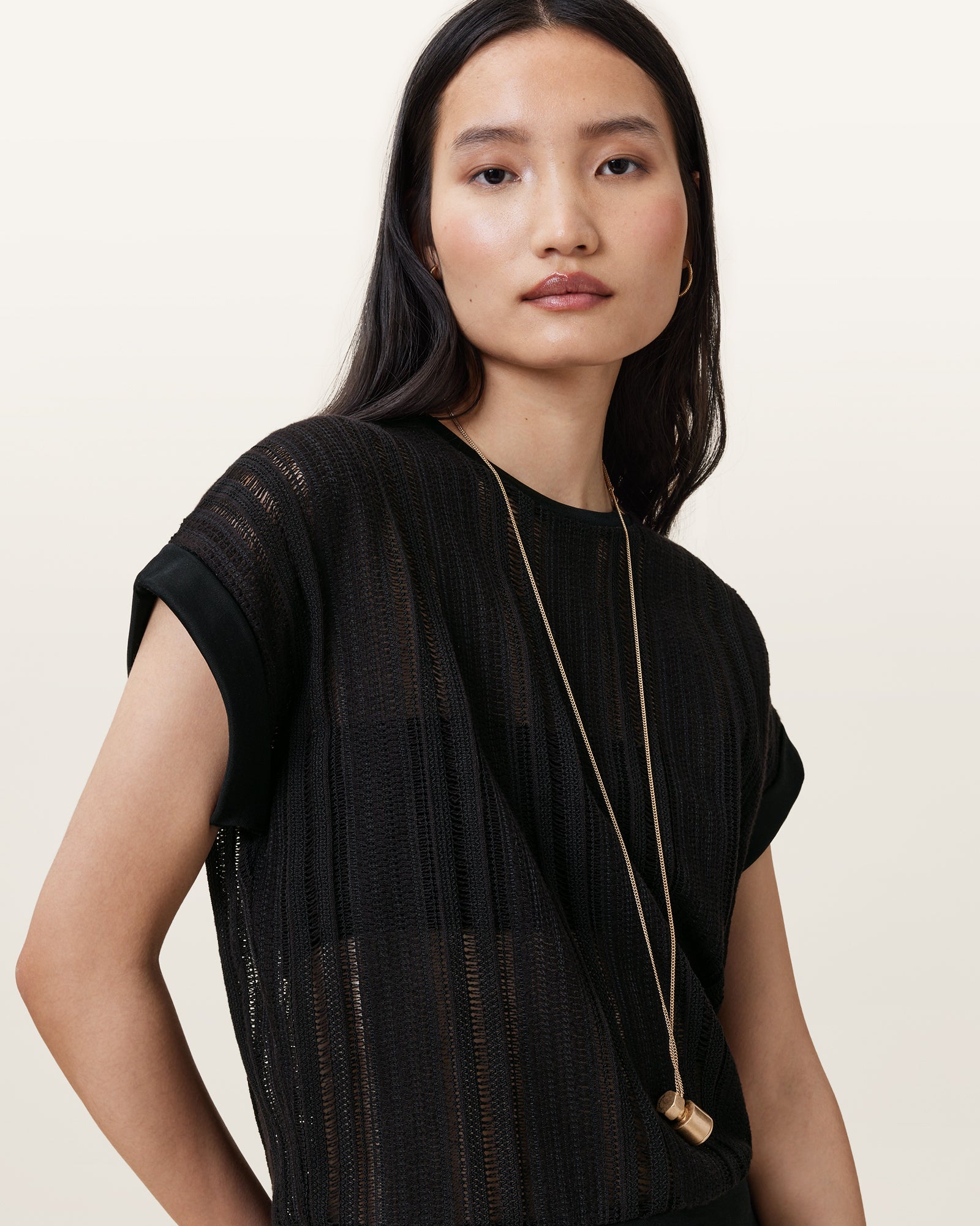 Black Color Giana Crochet Tank from AllSaints