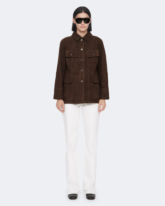Fango Brown Color Roiya Suede Jacket from AllSaints