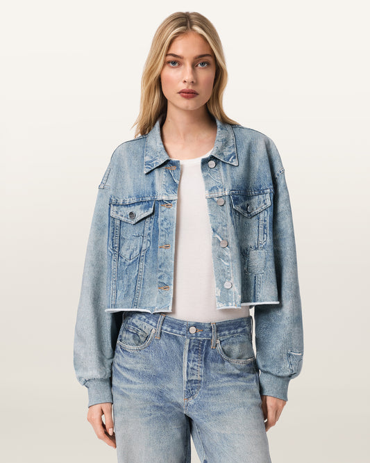 ILLUSION INDIGO Color Anders Terry Shacket Jacket from AllSaints