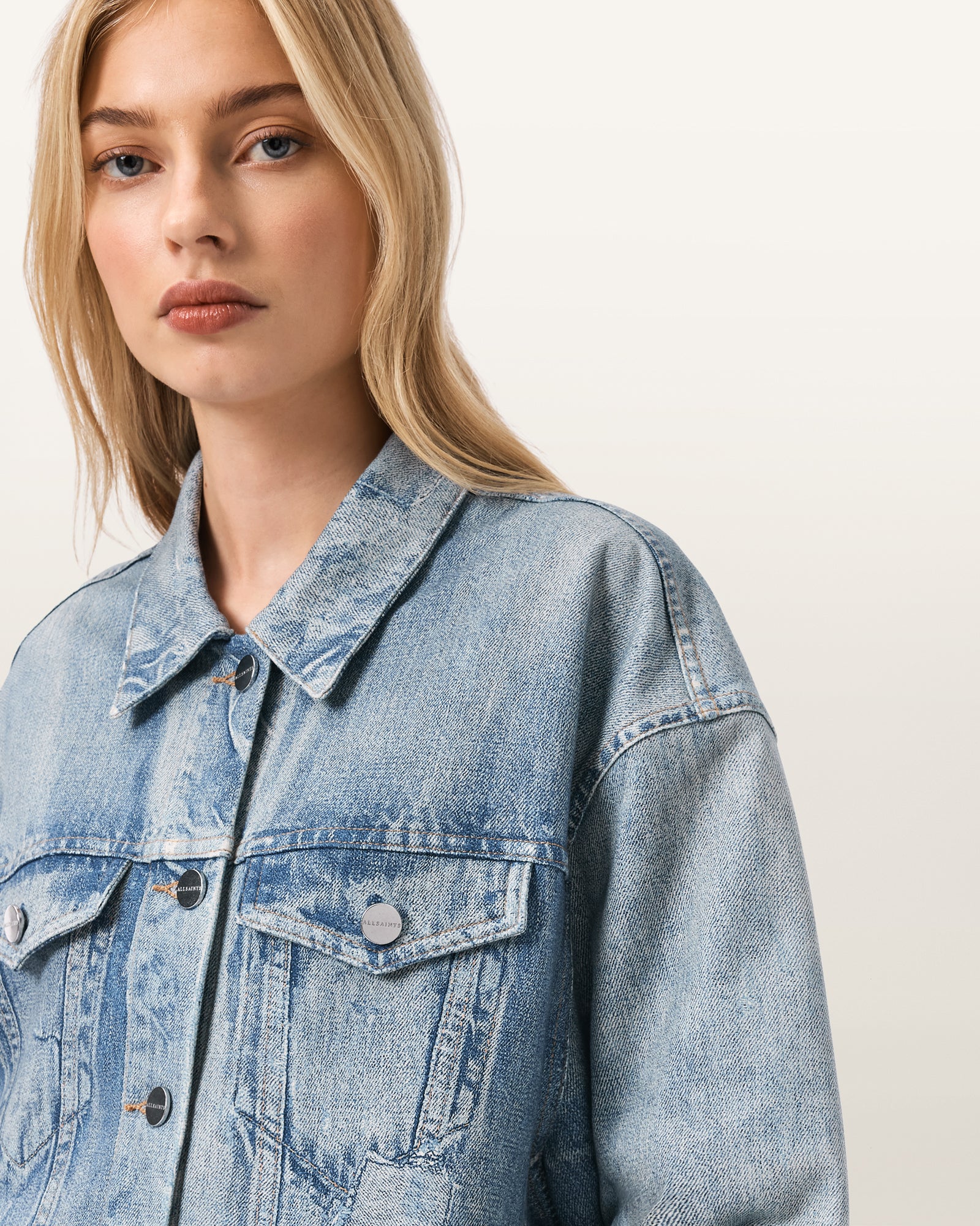 ILLUSION INDIGO Color Anders Terry Shacket Jacket from AllSaints