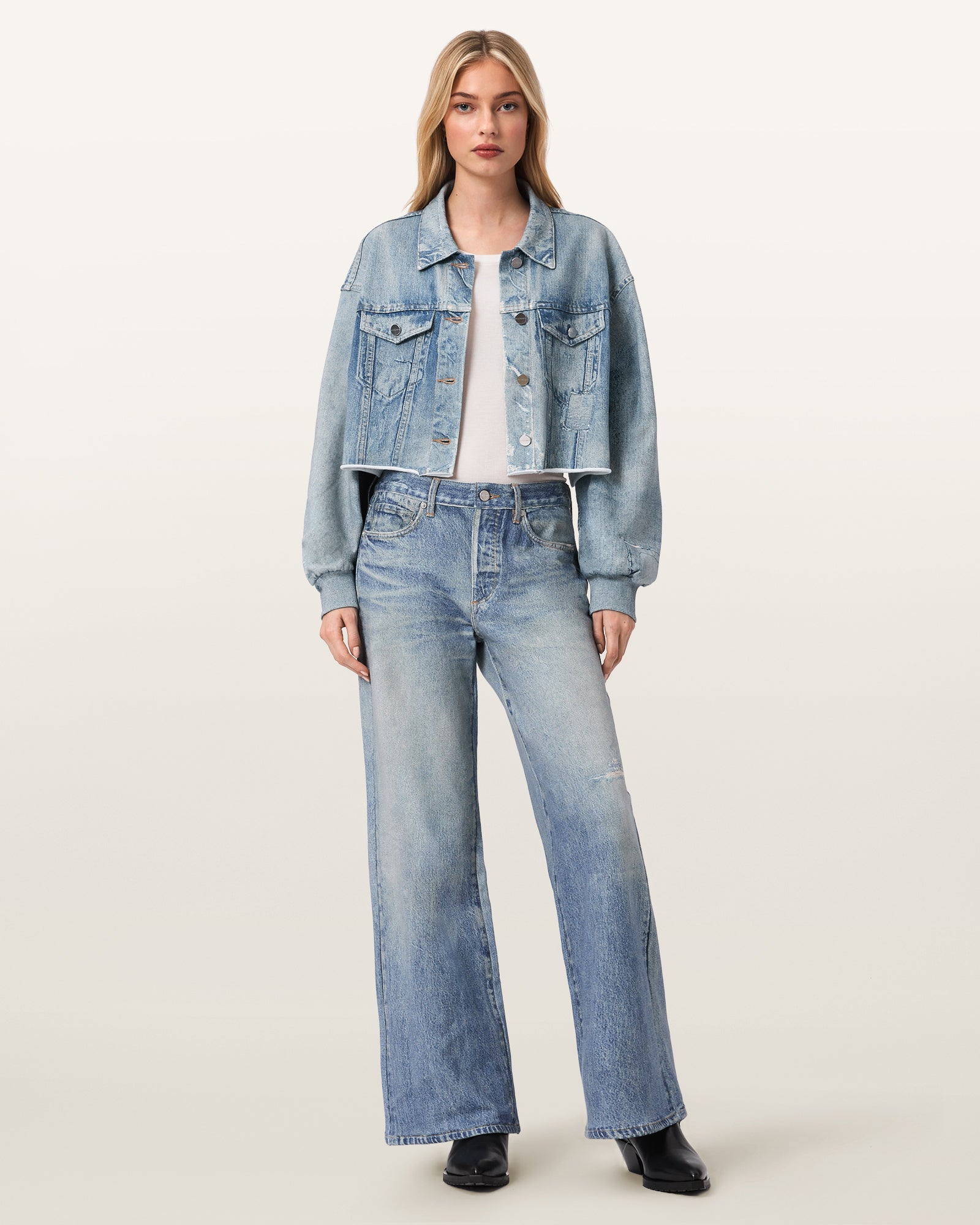 ILLUSION INDIGO Color Anders Terry Shacket Jacket from AllSaints