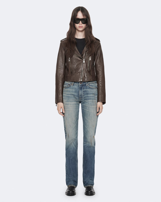 Olive Brown Color Errie Leather Biker from AllSaints
