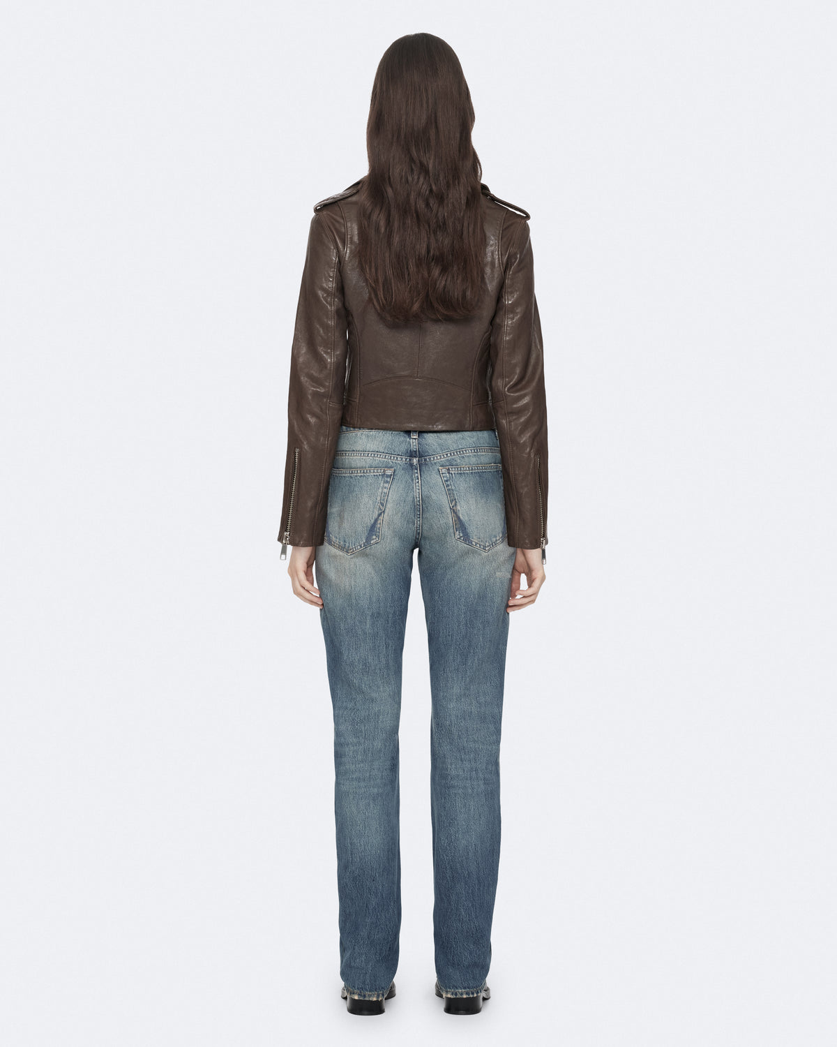 Olive Brown Color Errie Leather Biker from AllSaints