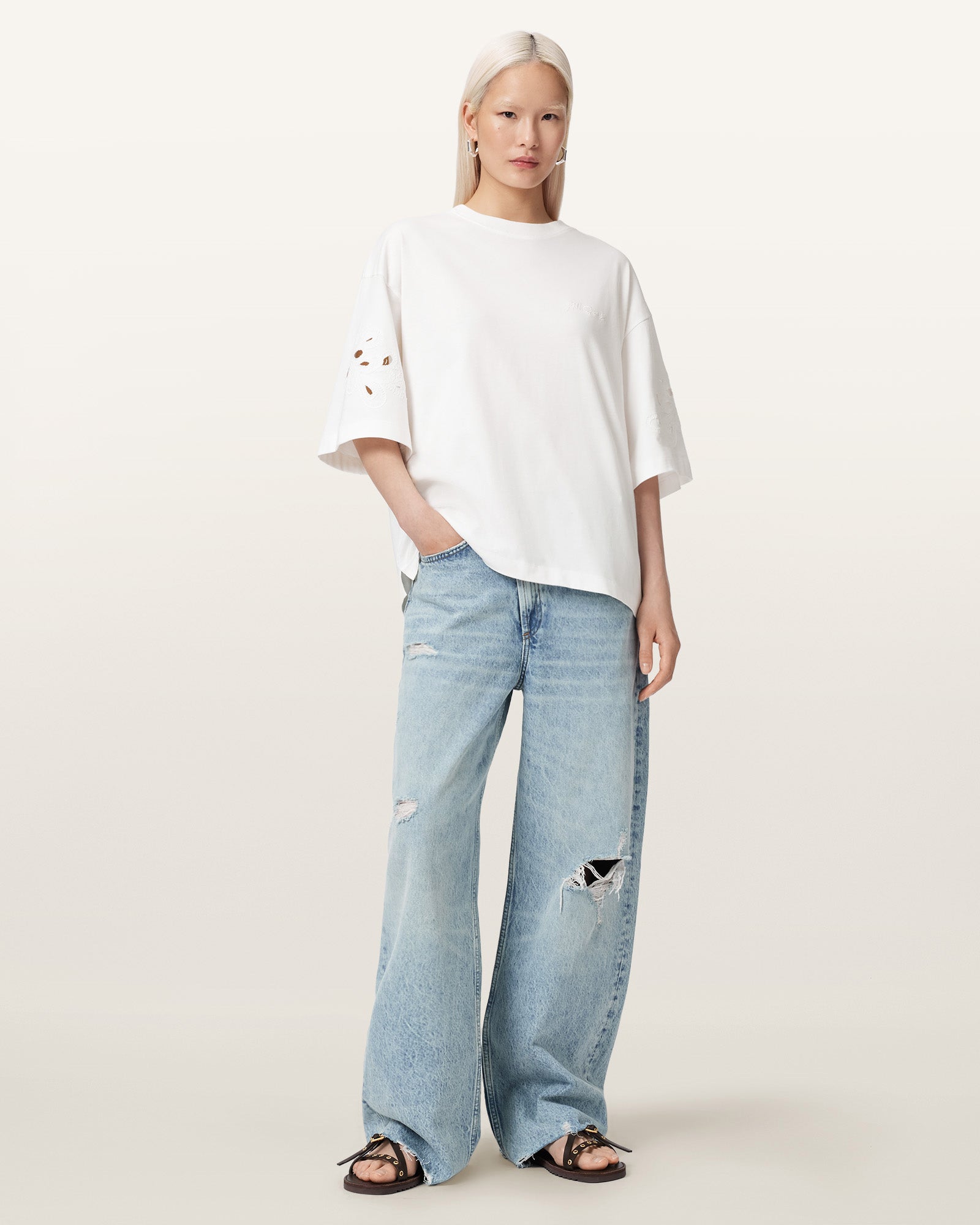 Optic White Color Lola Amelie Tee from AllSaints