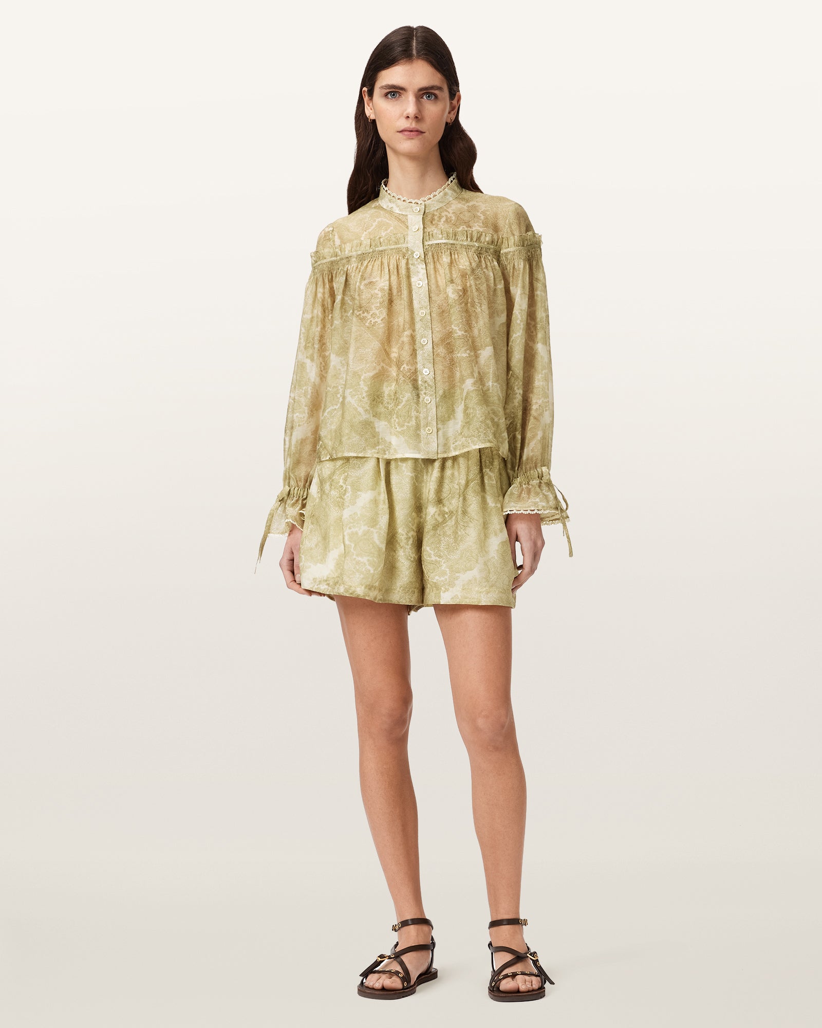 JOANNE GOLD GREEN Color Delphine Shirt from AllSaints