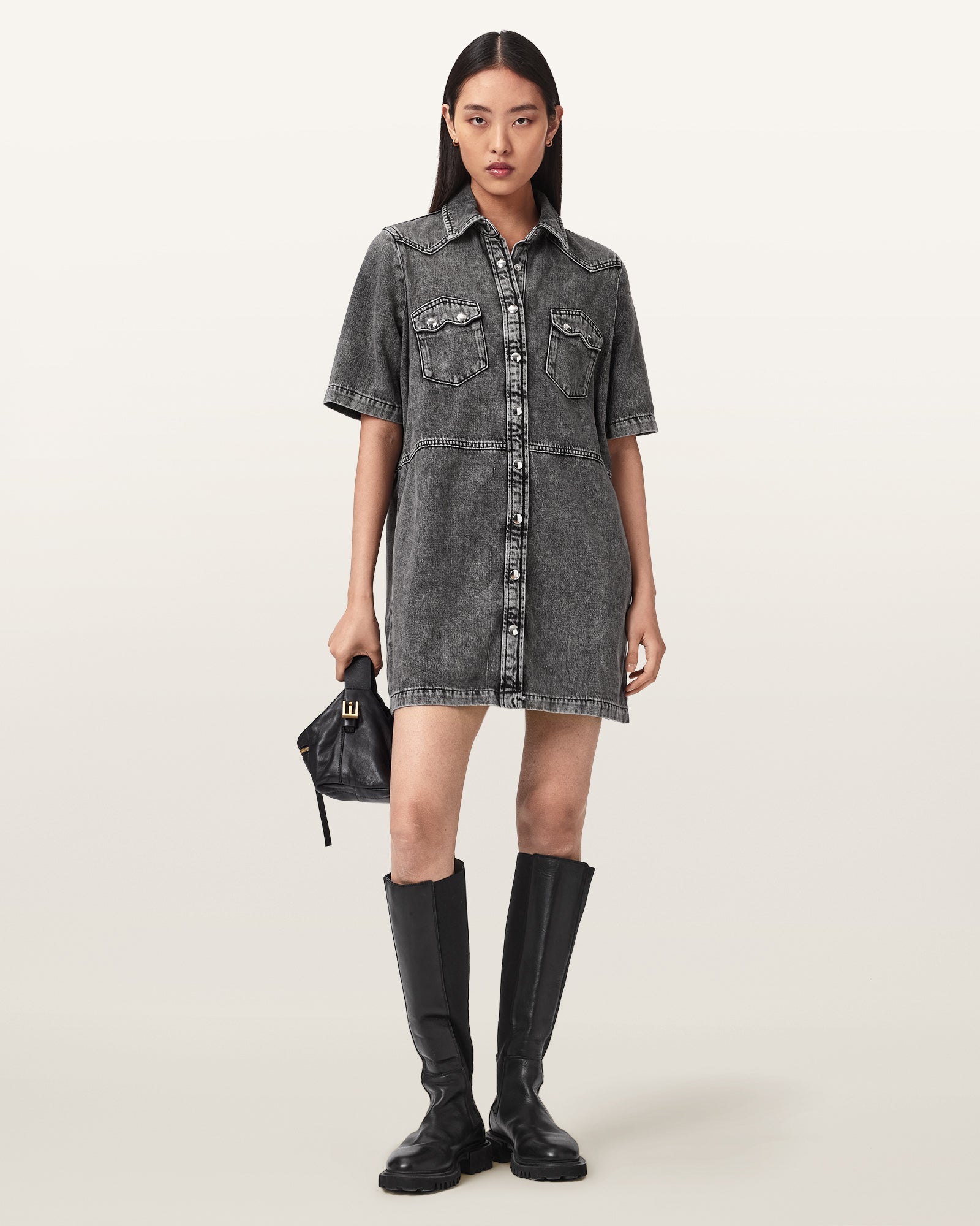 Washed Grey Color Rock Denim Dress from AllSaints