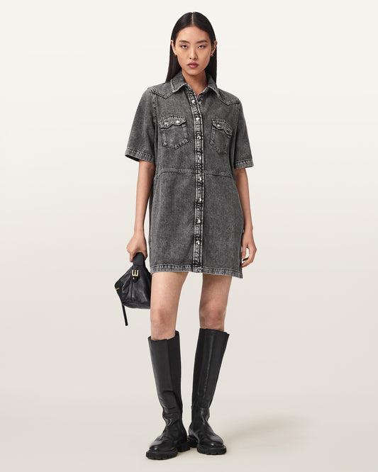 Washed Grey Color Rock Denim Dress from AllSaints