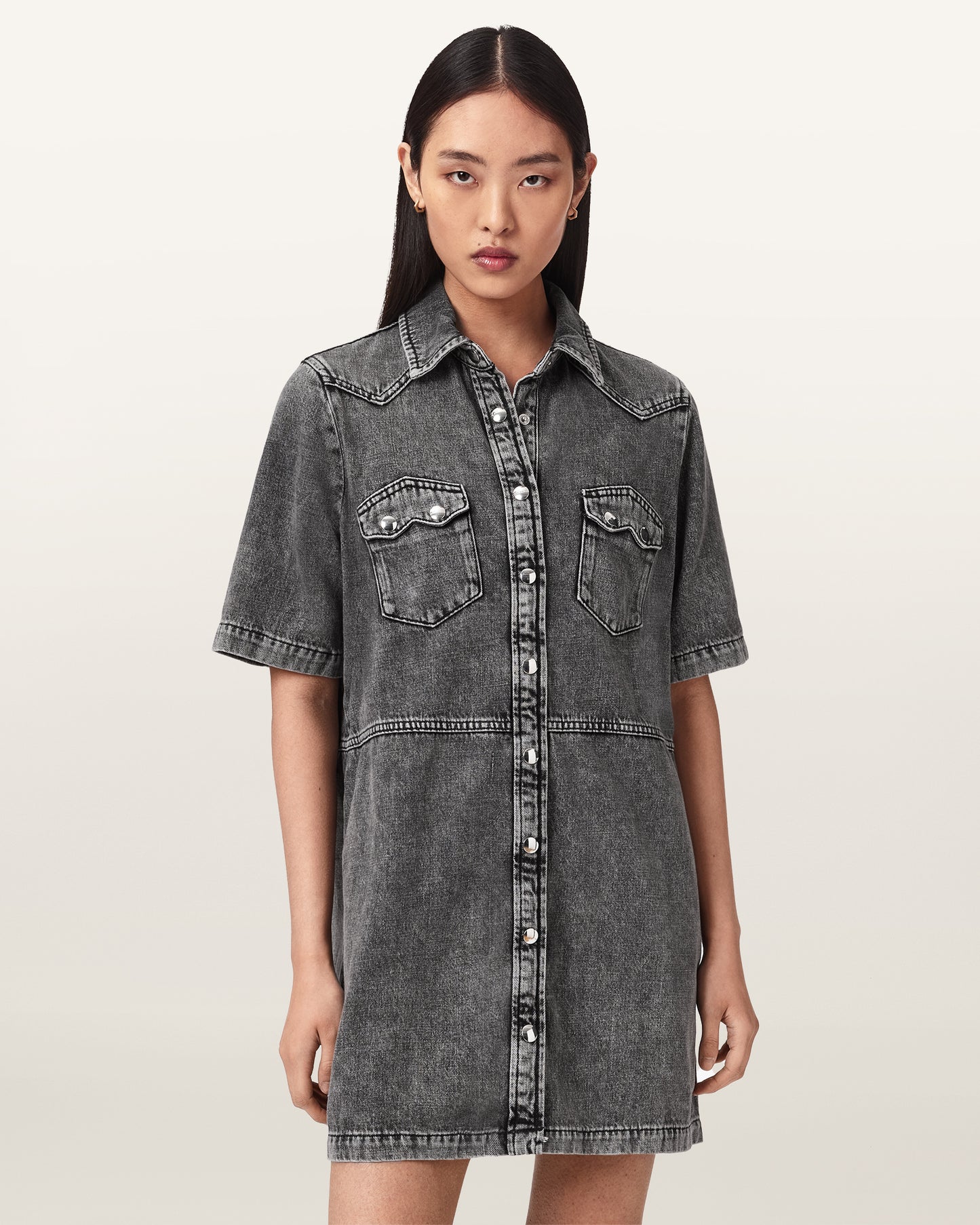 Washed Grey Color Rock Denim Dress from AllSaints