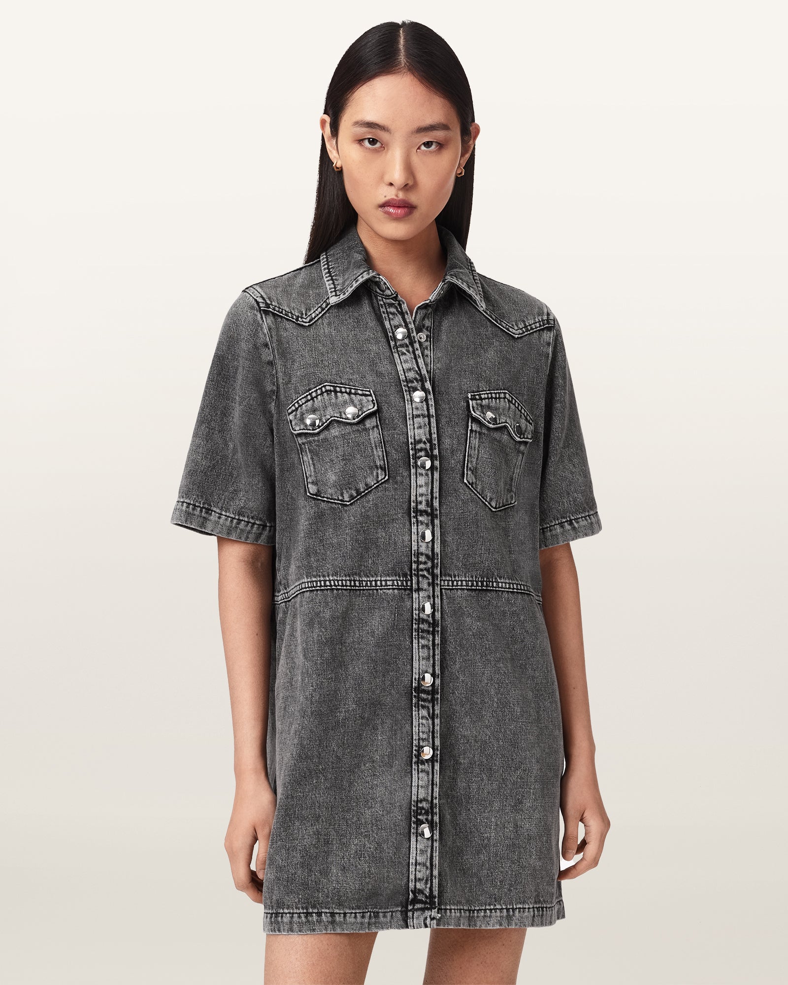 Washed Grey Color Rock Denim Dress from AllSaints