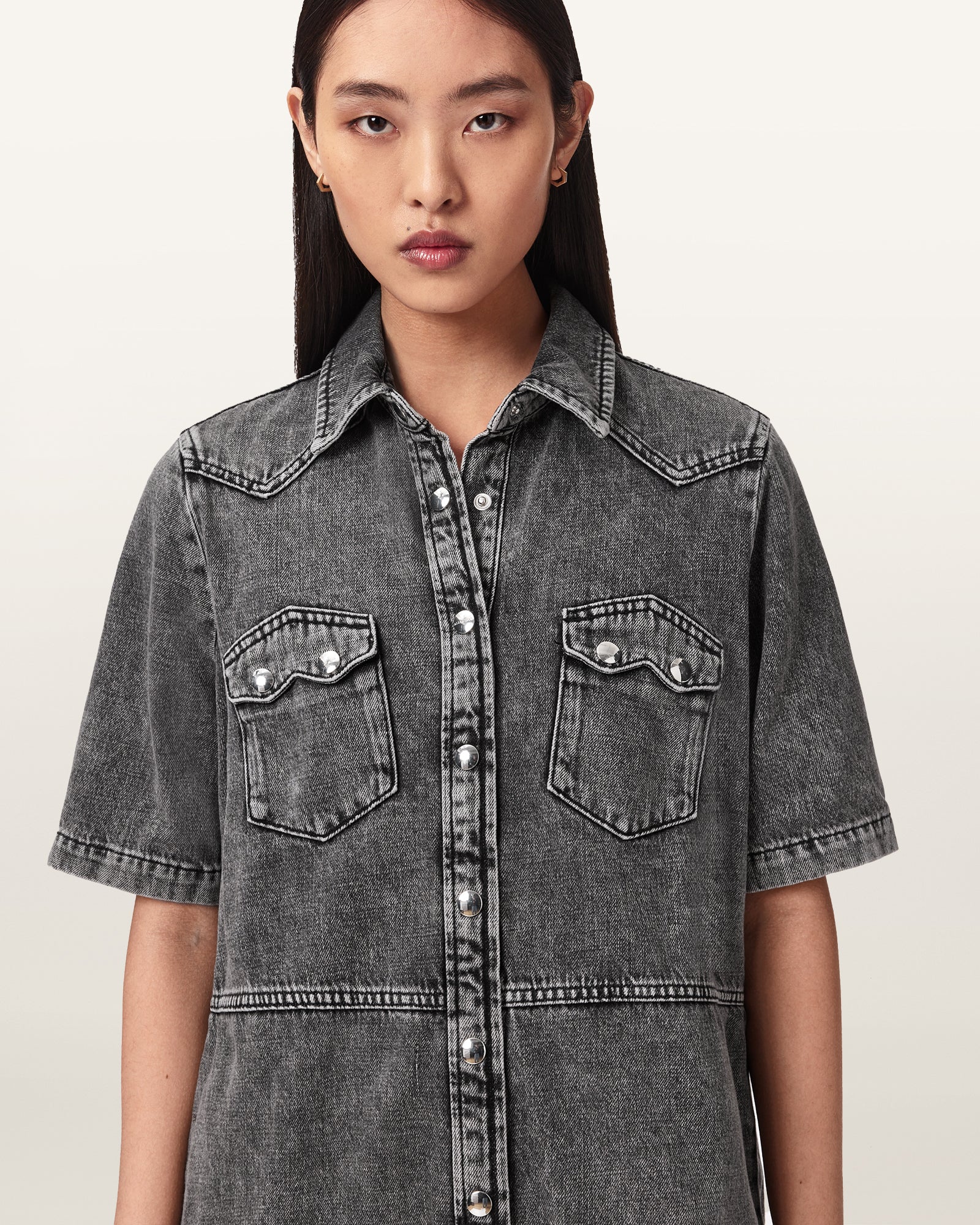 Washed Grey Color Rock Denim Dress from AllSaints