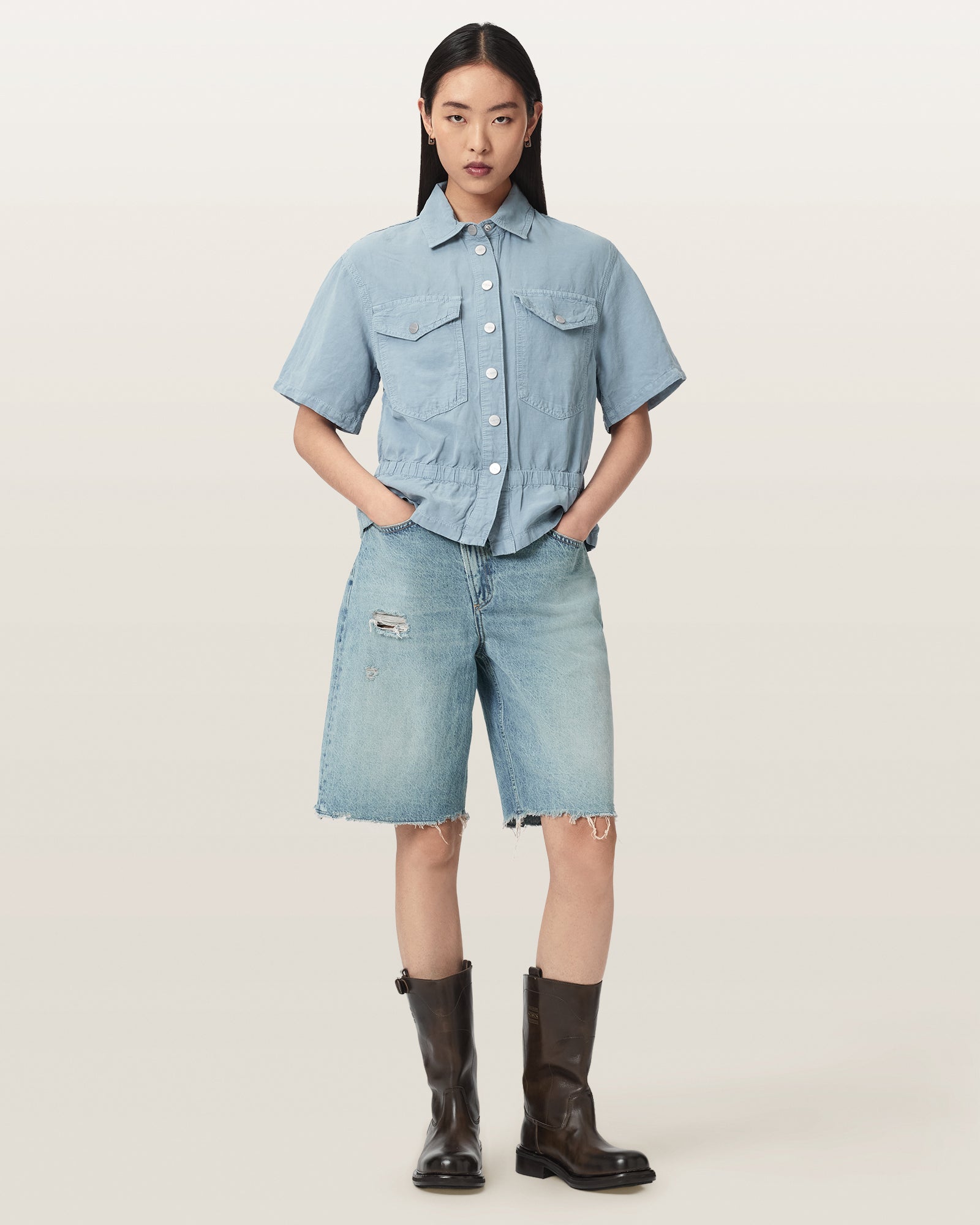 Light Blue Color Tove SS Shirt from AllSaints