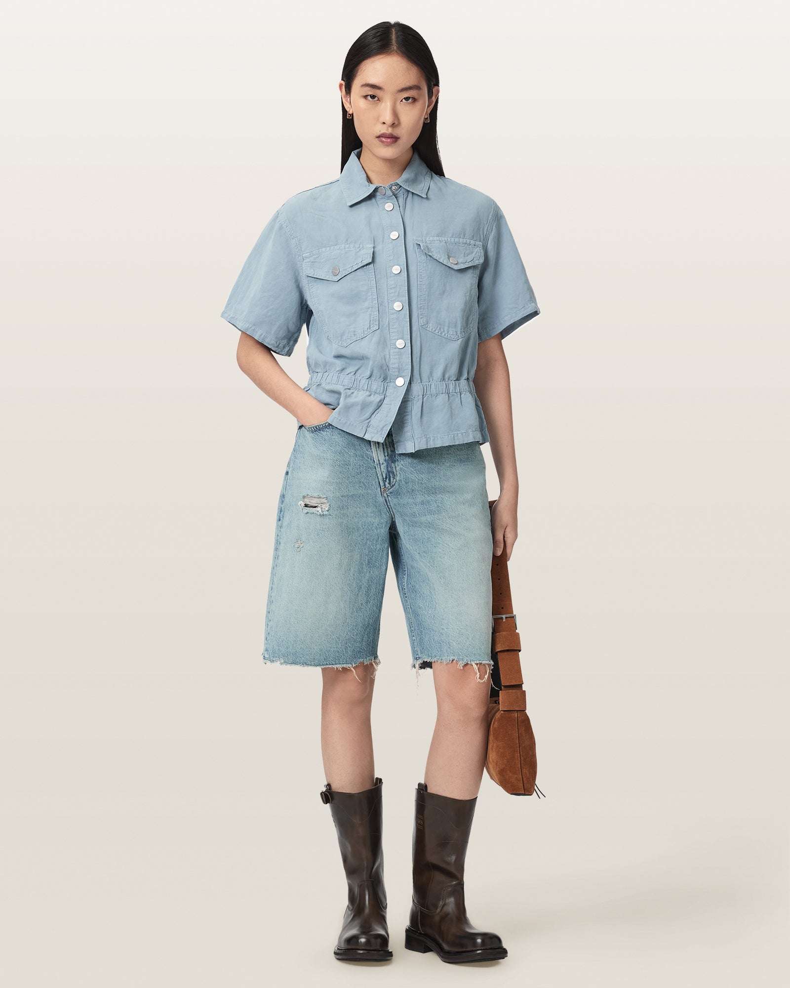 Light Blue Color Tove SS Shirt from AllSaints