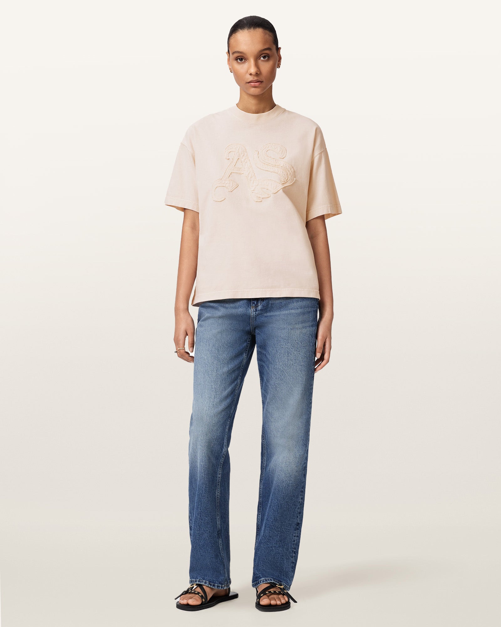 CRYSTAL PINK Color Insignia Etta Tee from AllSaints
