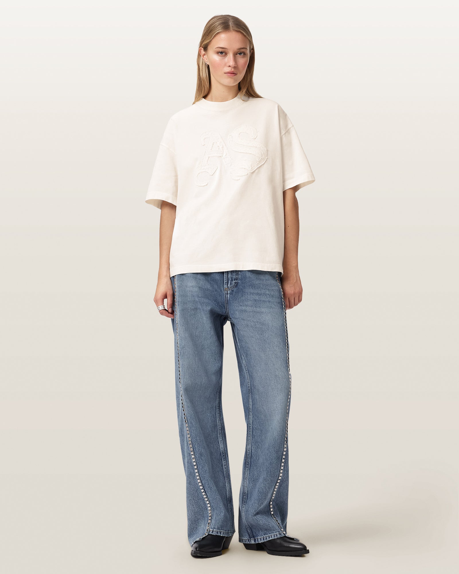 MALLOW WHITE Color Insignia Etta Tee from AllSaints