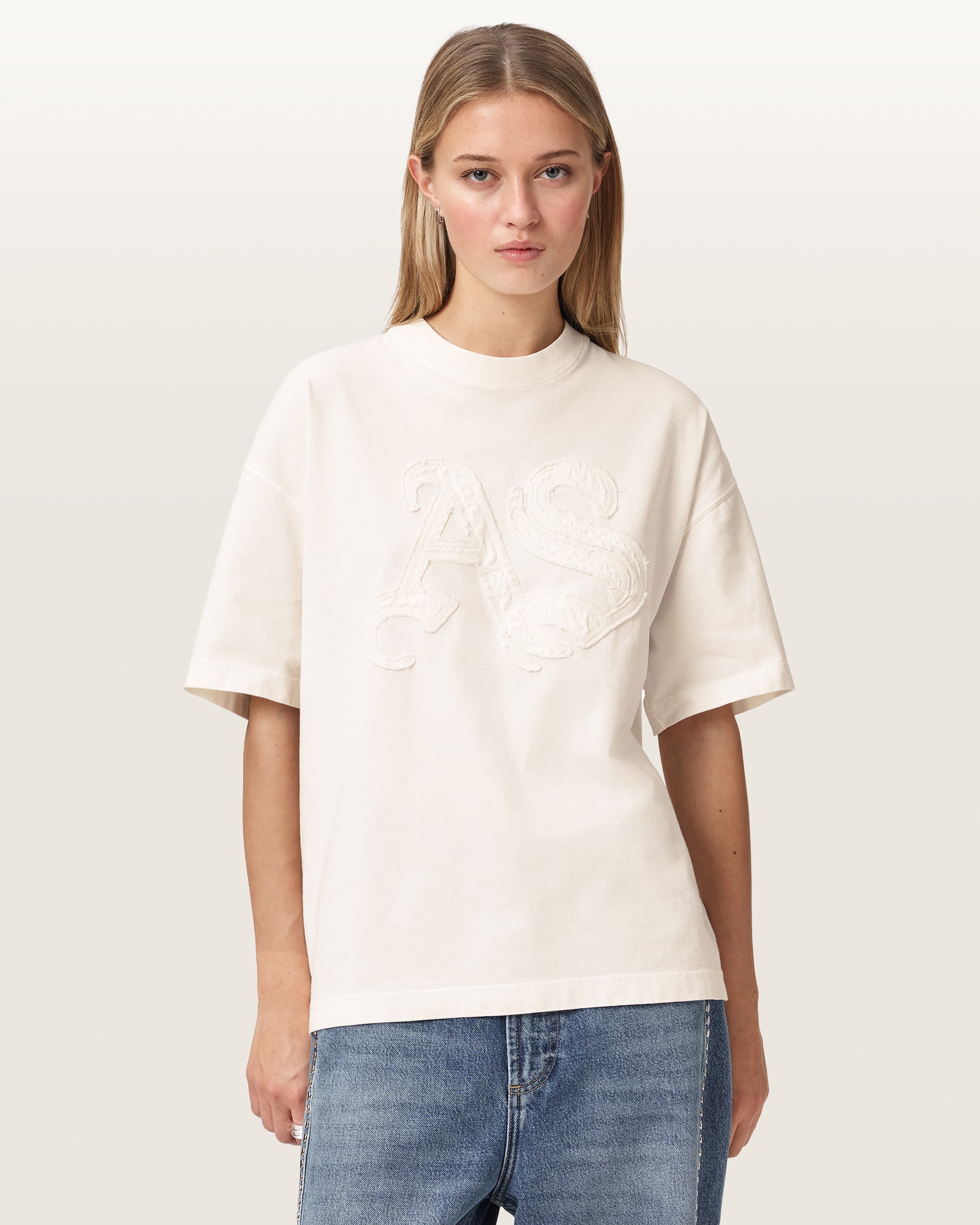 MALLOW WHITE Color Insignia Etta Tee from AllSaints
