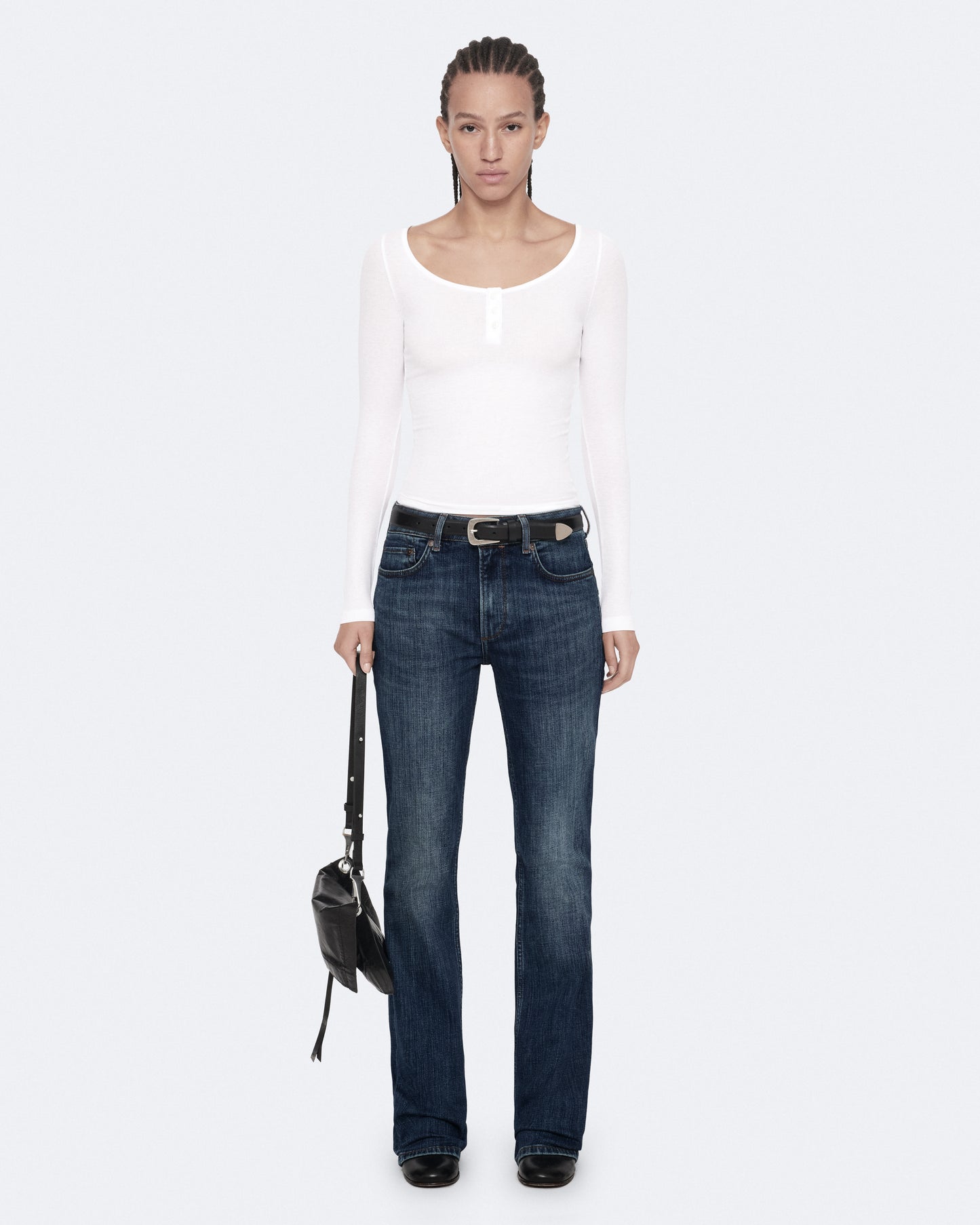 Optic White Color Jules LS Henley Top from AllSaints