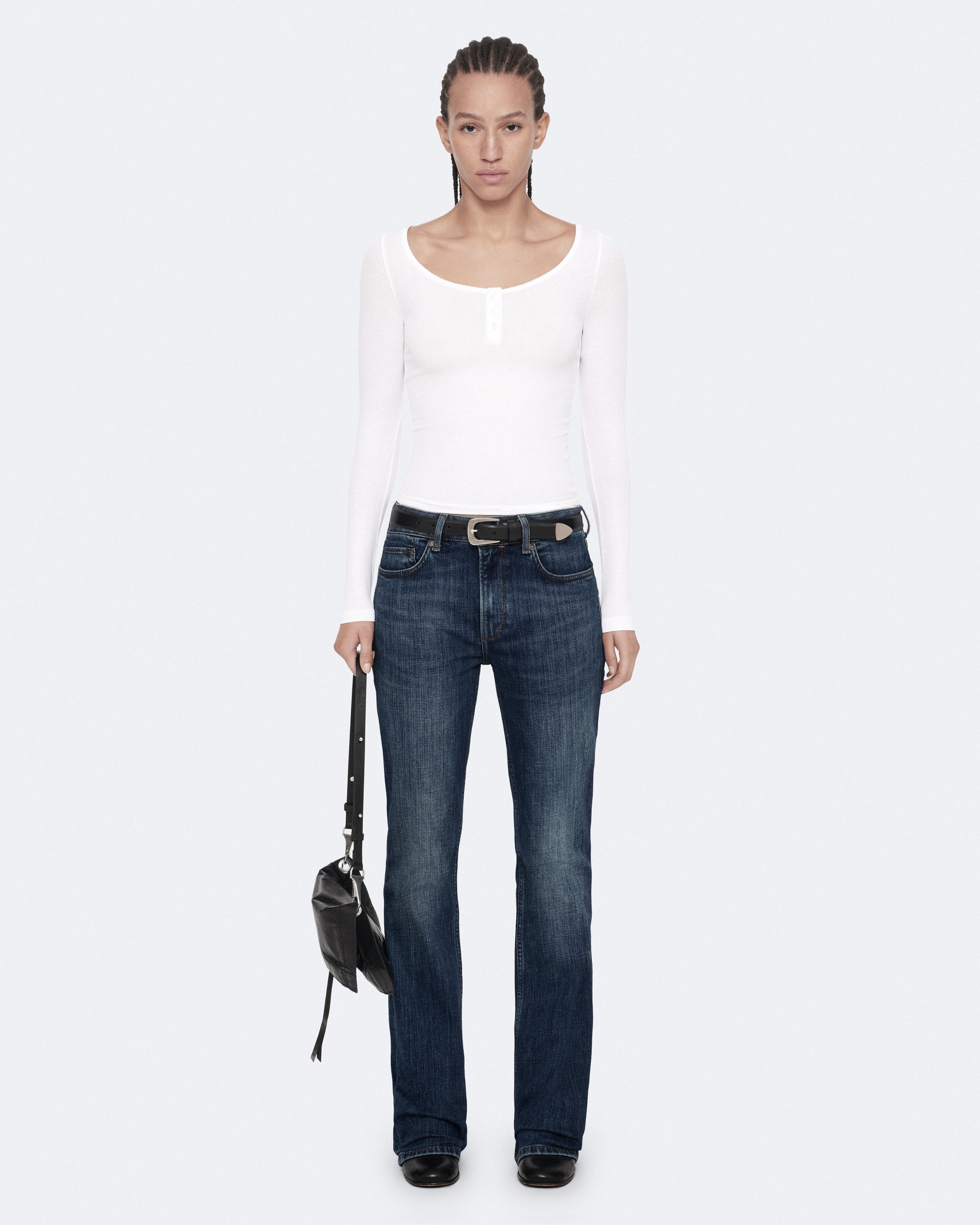 Optic White Color Jules LS Henley Top from AllSaints