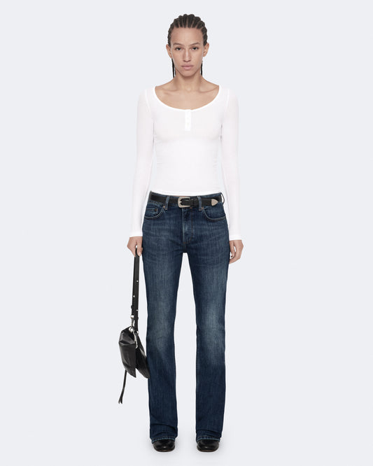 Optic White Color Jules LS Henley Top from AllSaints