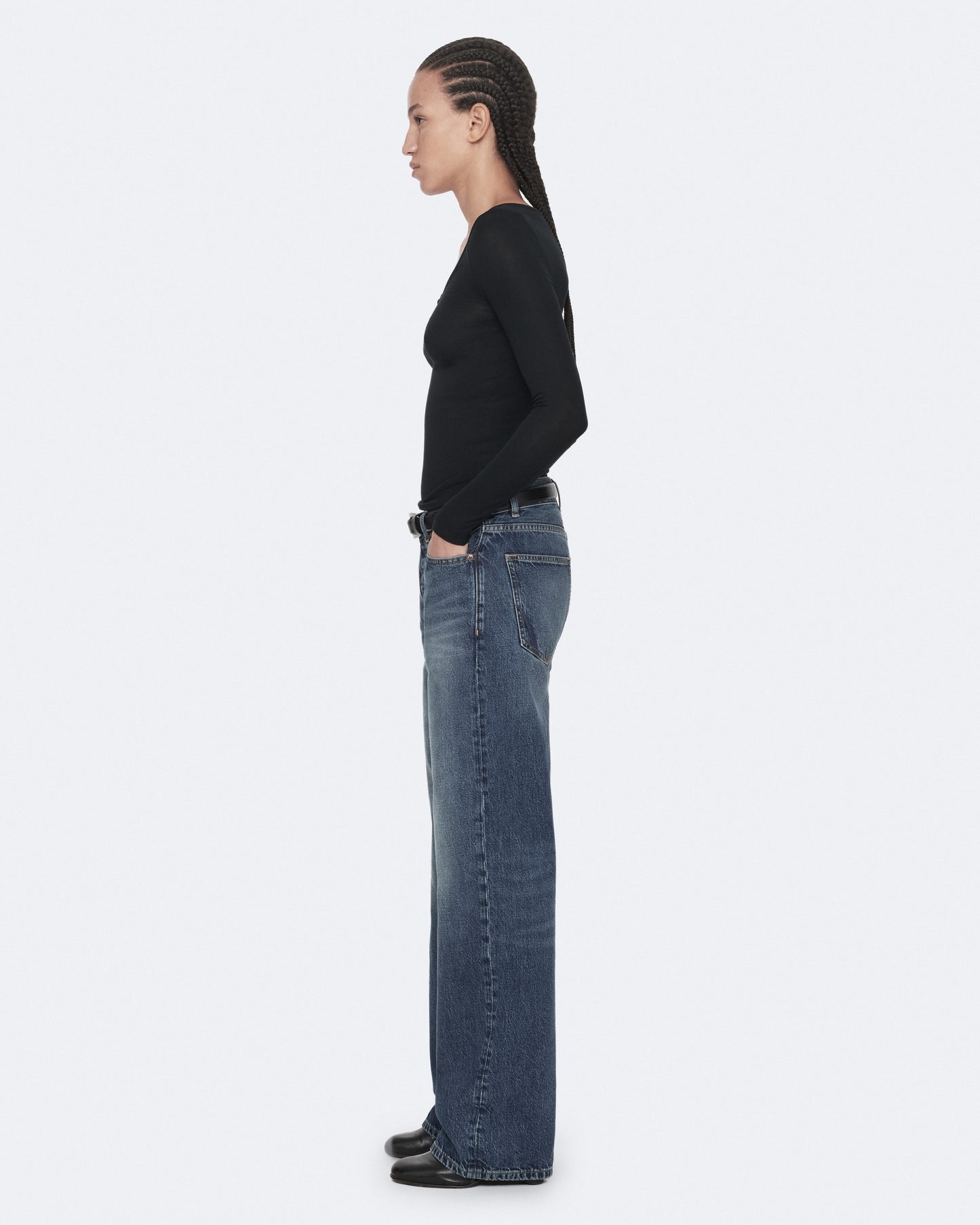 Jet Black Color Jules LS Henley Top from AllSaints